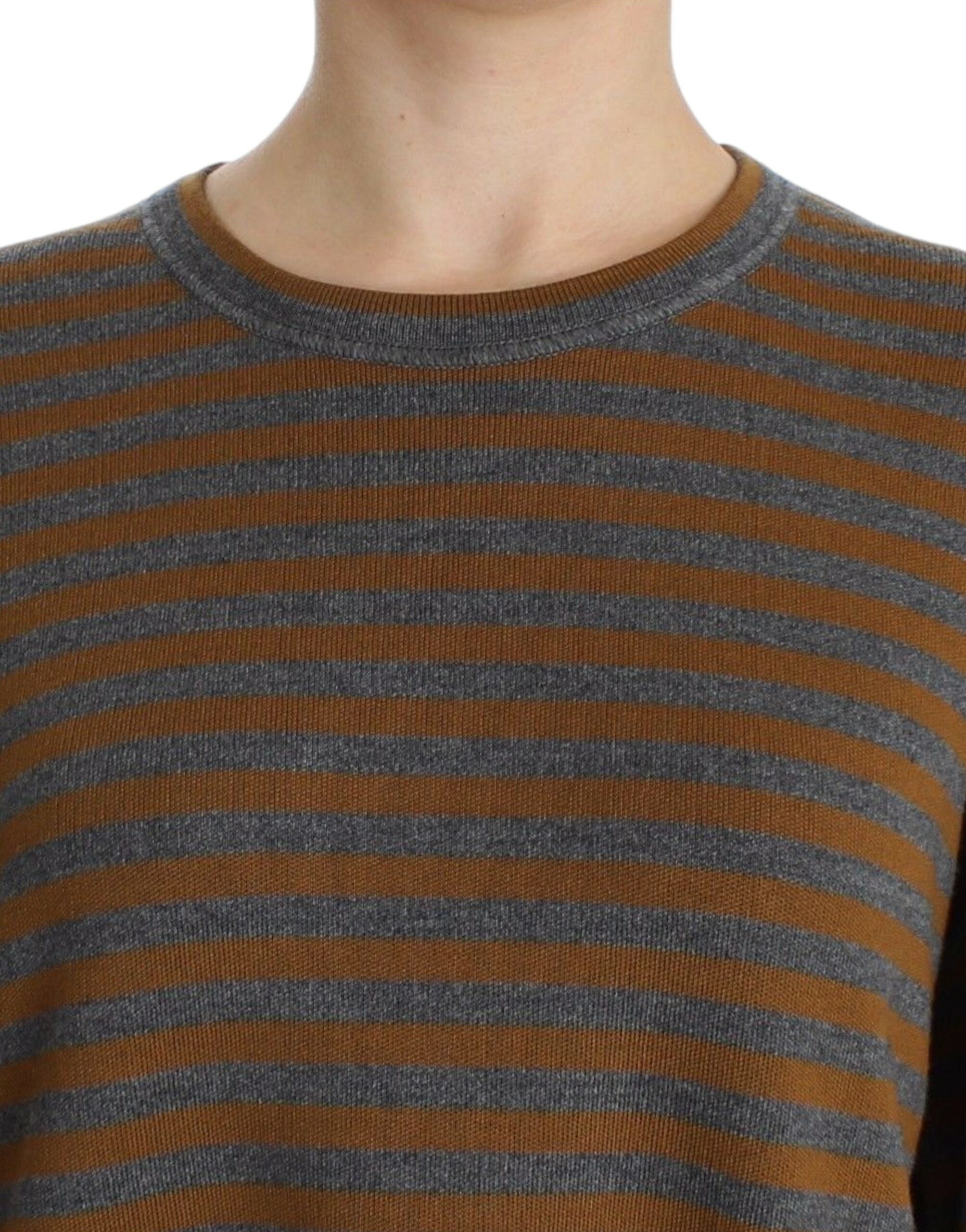 Yellow & Gray Striped Oversized Sweater - ventzia