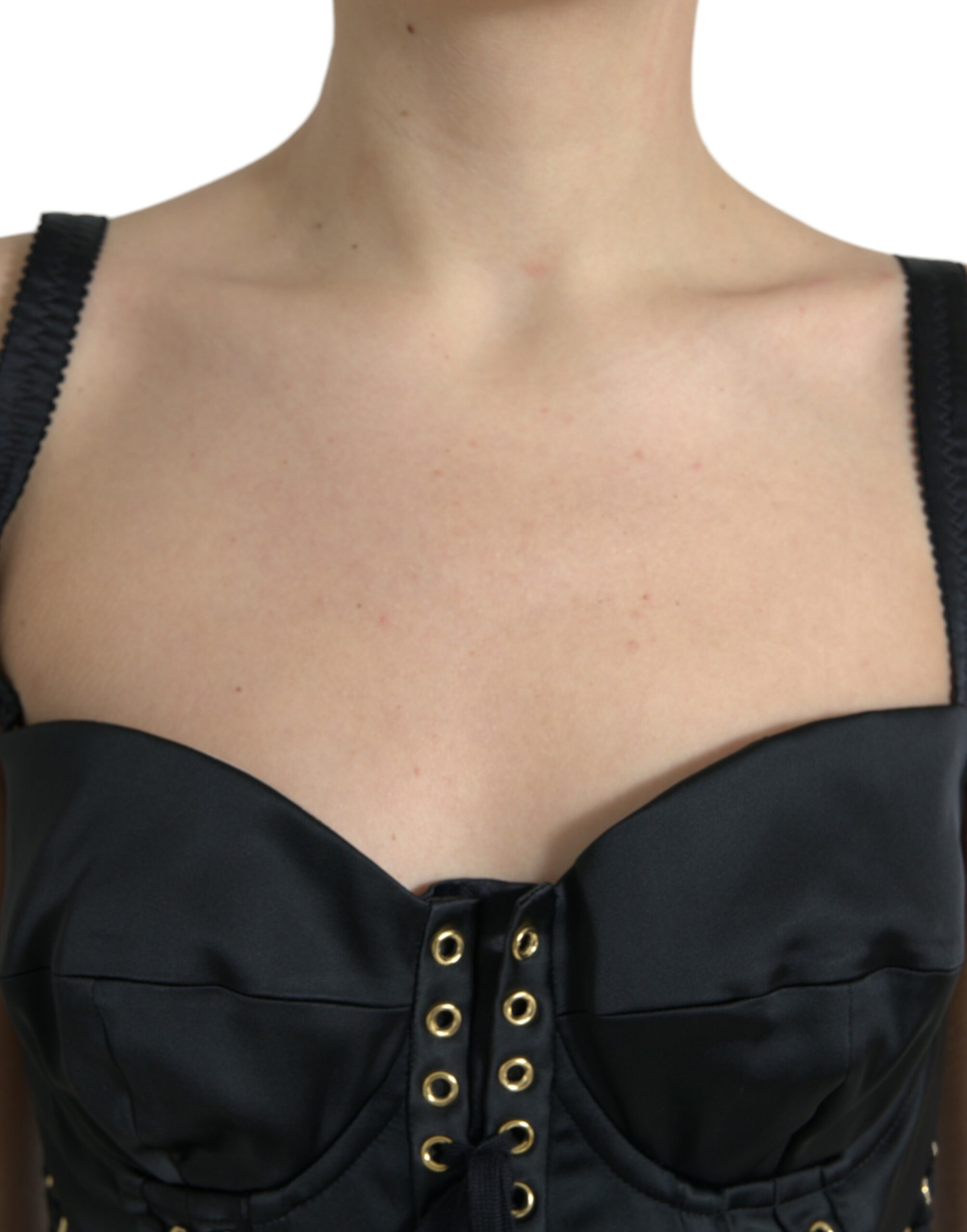 Black Bustier Corset Lace Bodycon Midi Dress - ventzia