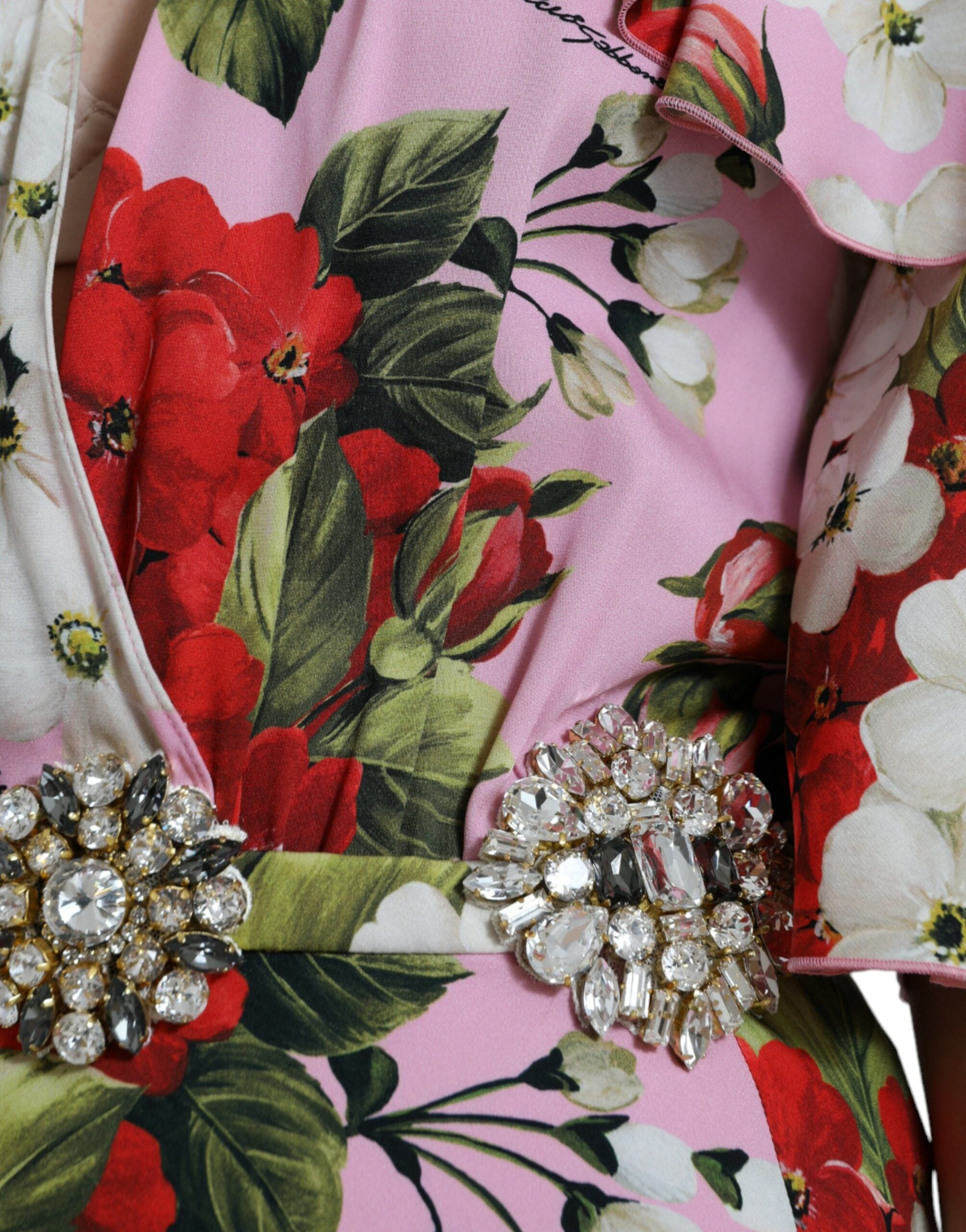 Multicolor Floral Crystal Embellished A-line Dress - ventzia