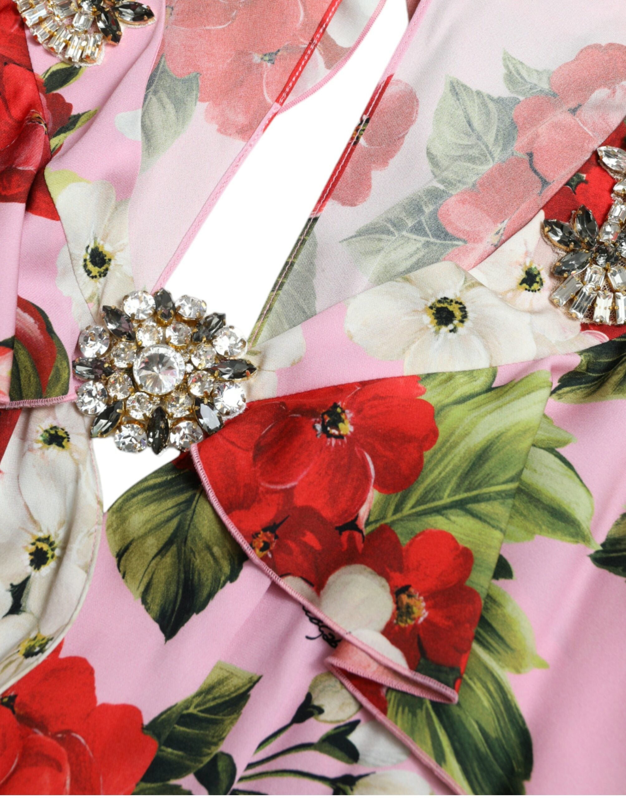 Multicolor Floral Crystal Embellished A-line Dress - ventzia