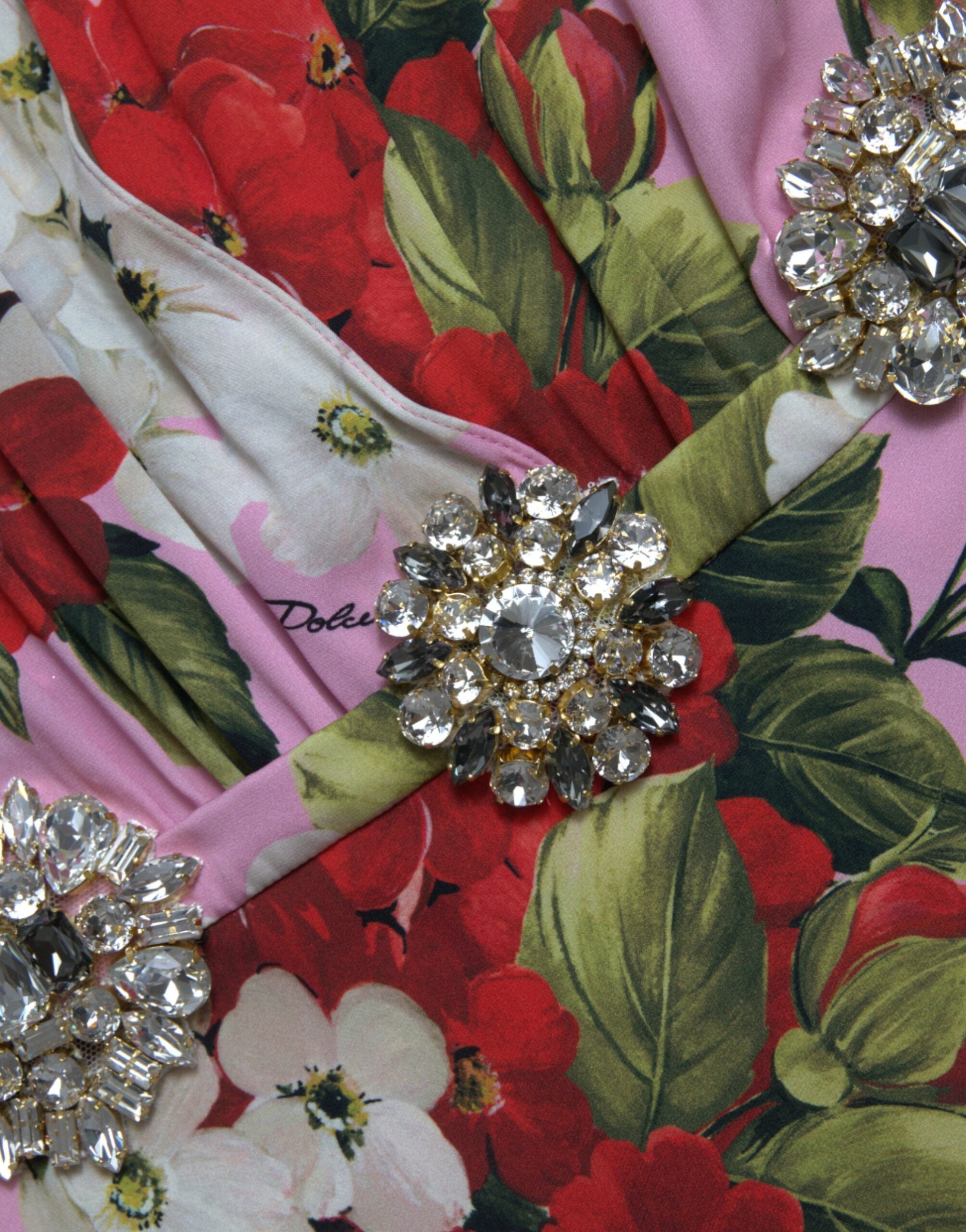 Multicolor Floral Crystal Embellished A-line Dress - ventzia