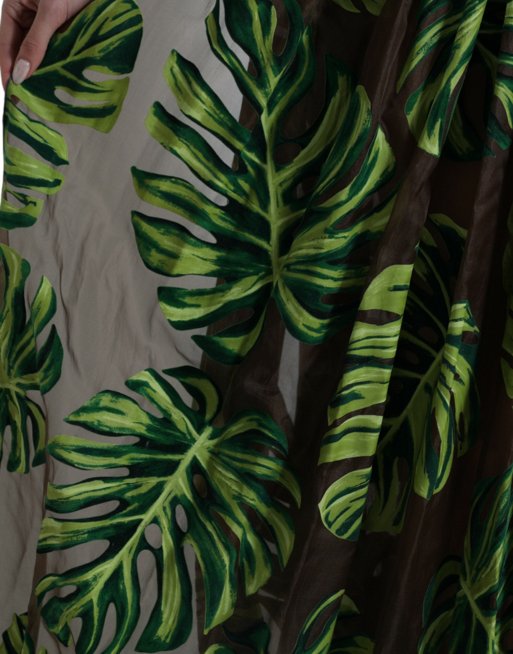 Green Banana Leaf Sleeveless Long Maxi Dress - ventzia