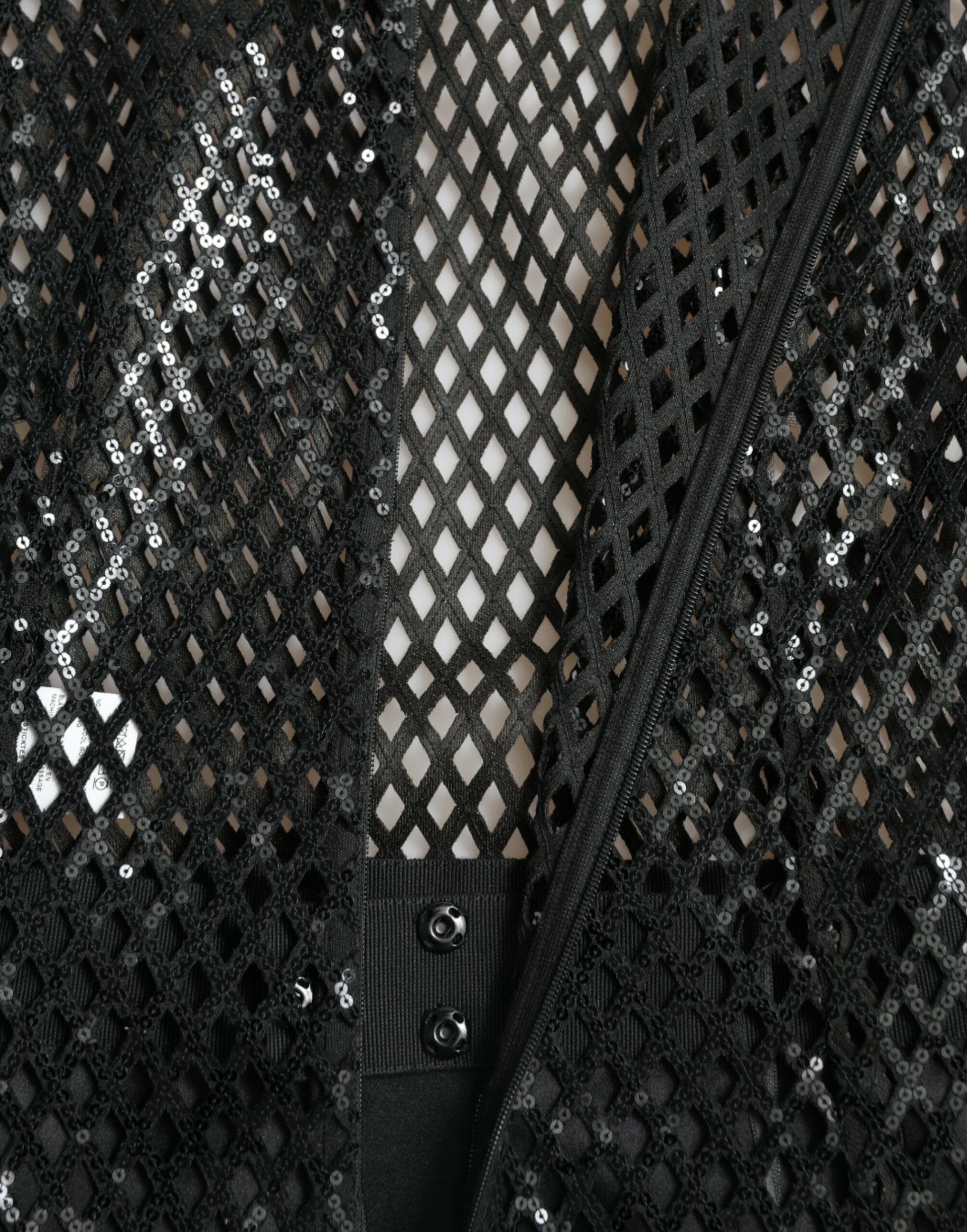 Black Sequined Sleeveless Mesh Layered Gown Dress - ventzia
