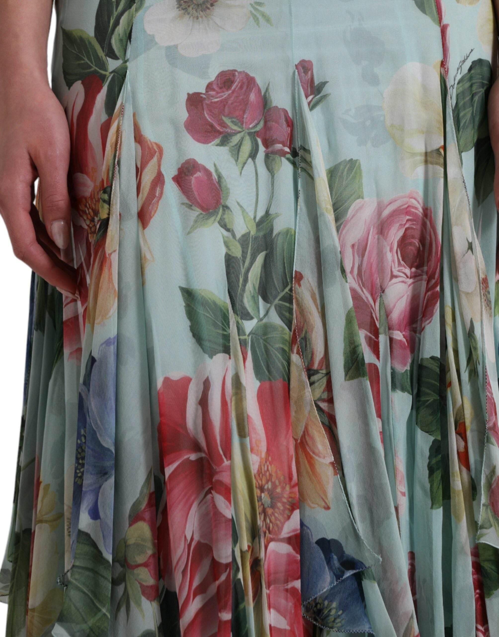 Blue Floral Print Tiered Long Maxi Dress - ventzia