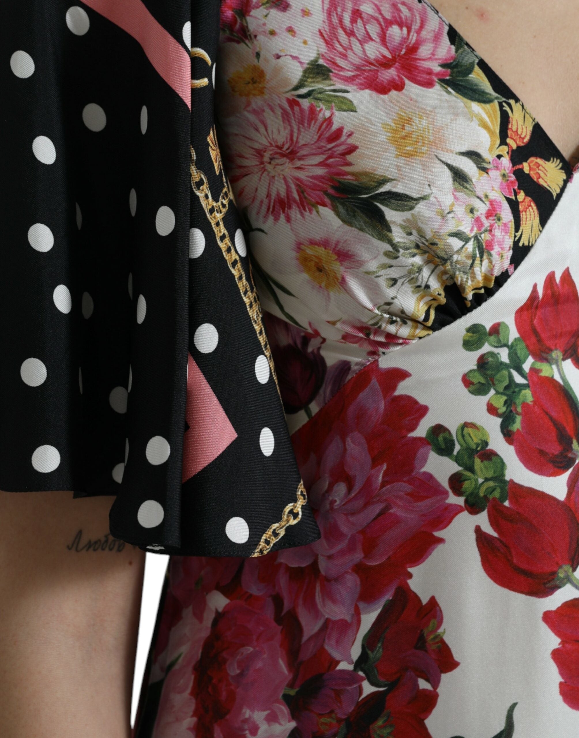 Multicolor Floral Print Silk Twill Gown Dress - ventzia
