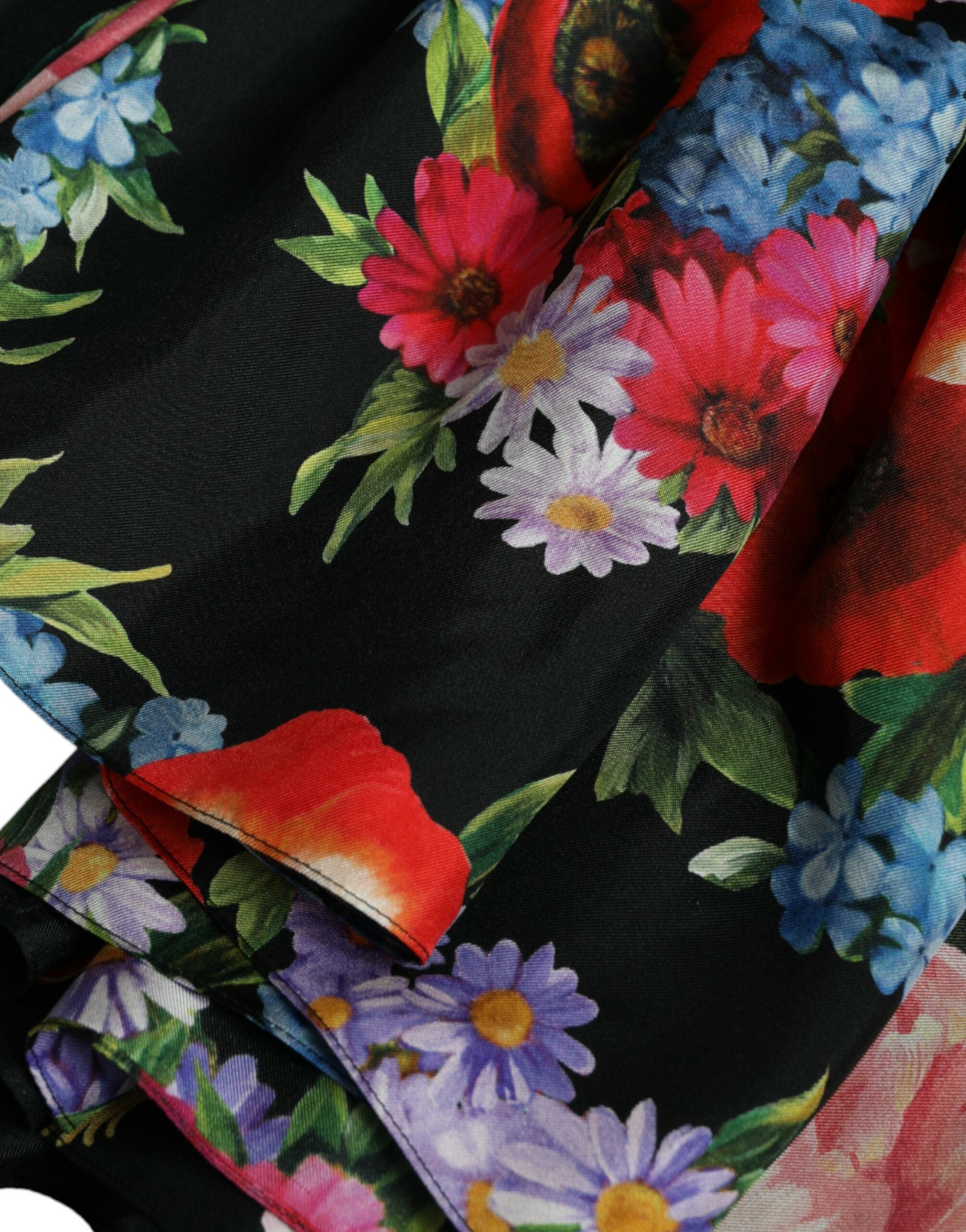 Multicolor Floral Print Silk Twill Gown Dress - ventzia