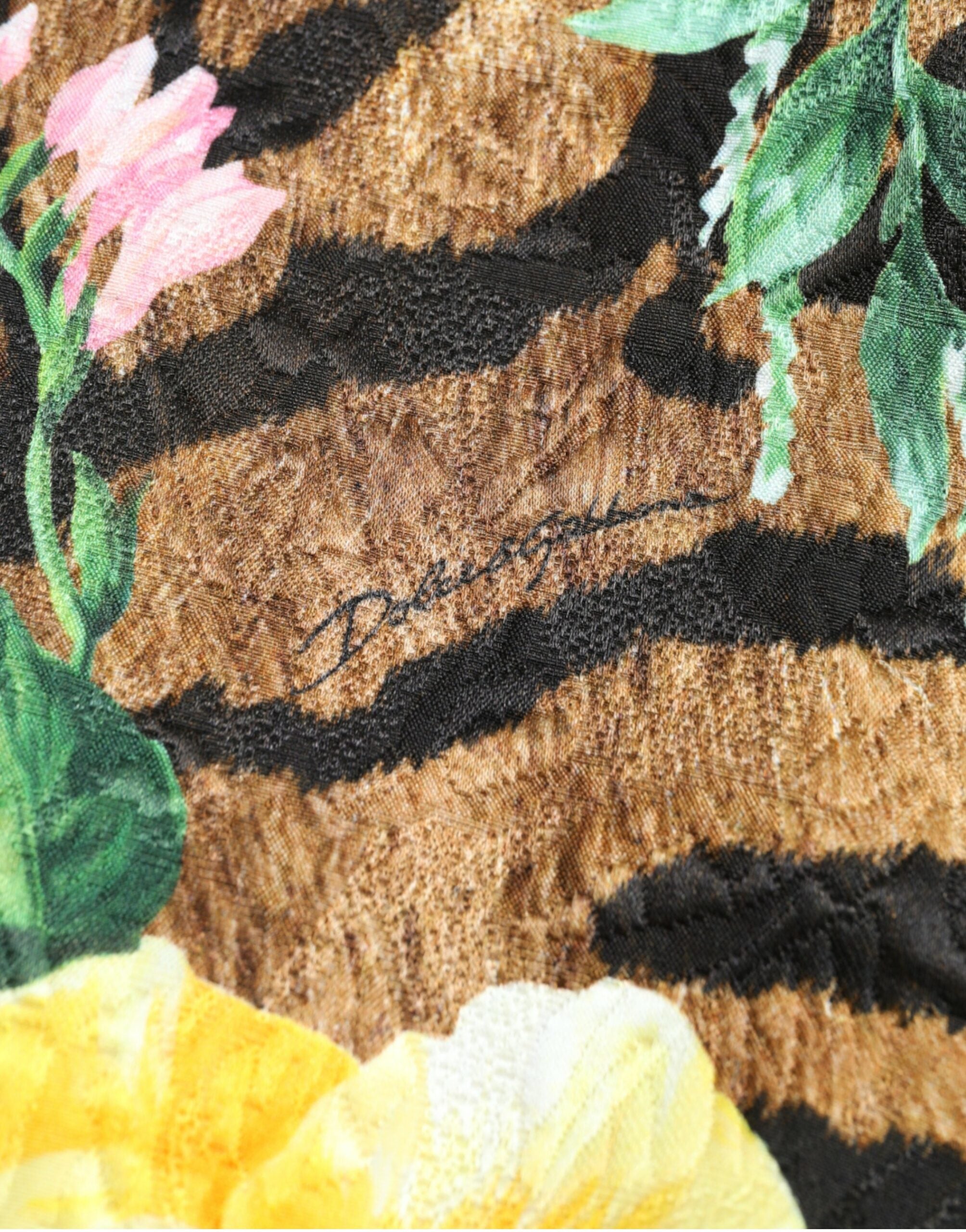 Multicolor Tiger Floral Print Shift Mini Dress - ventzia