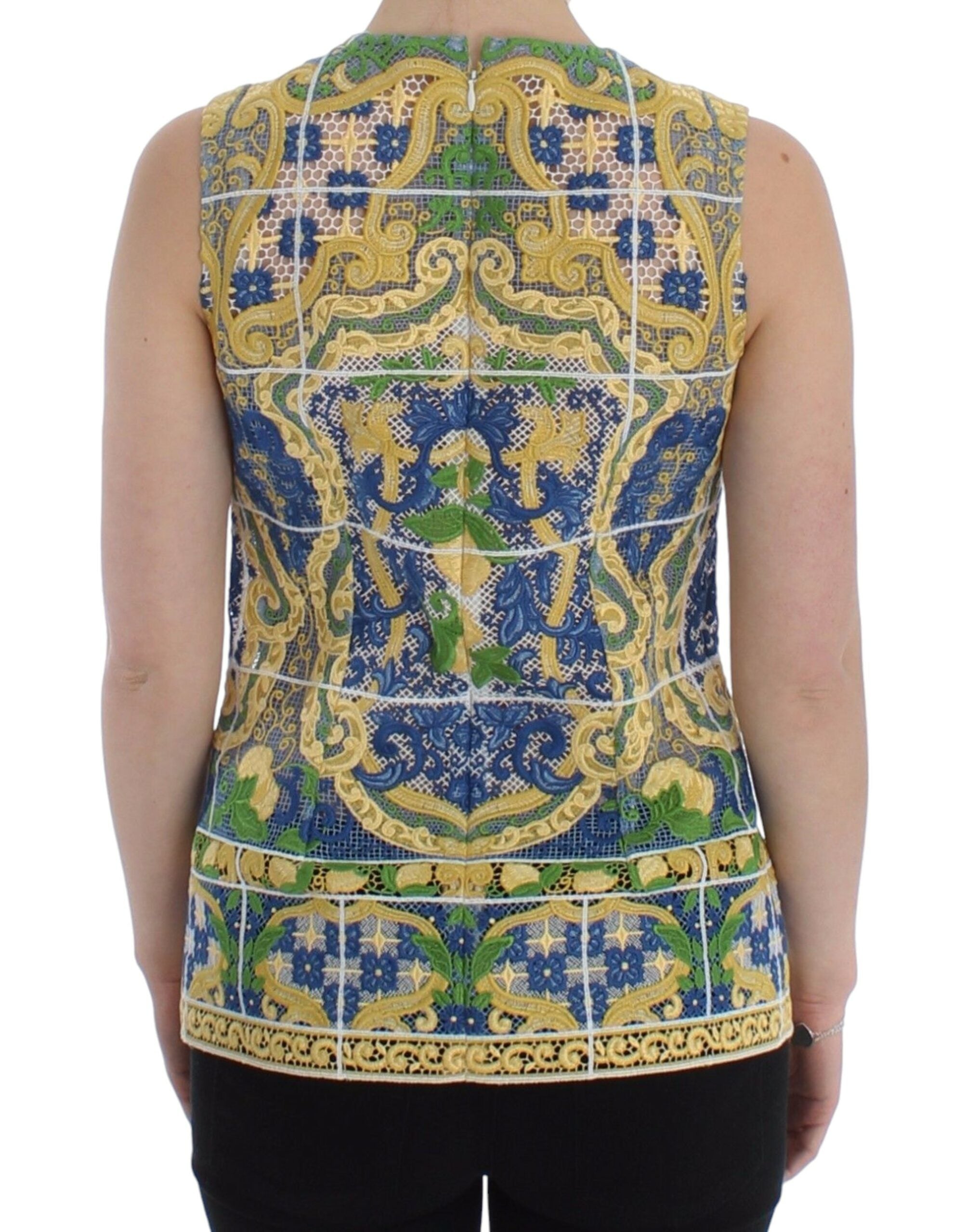 Majolica Embroidered Sleeveless Elegance - ventzia