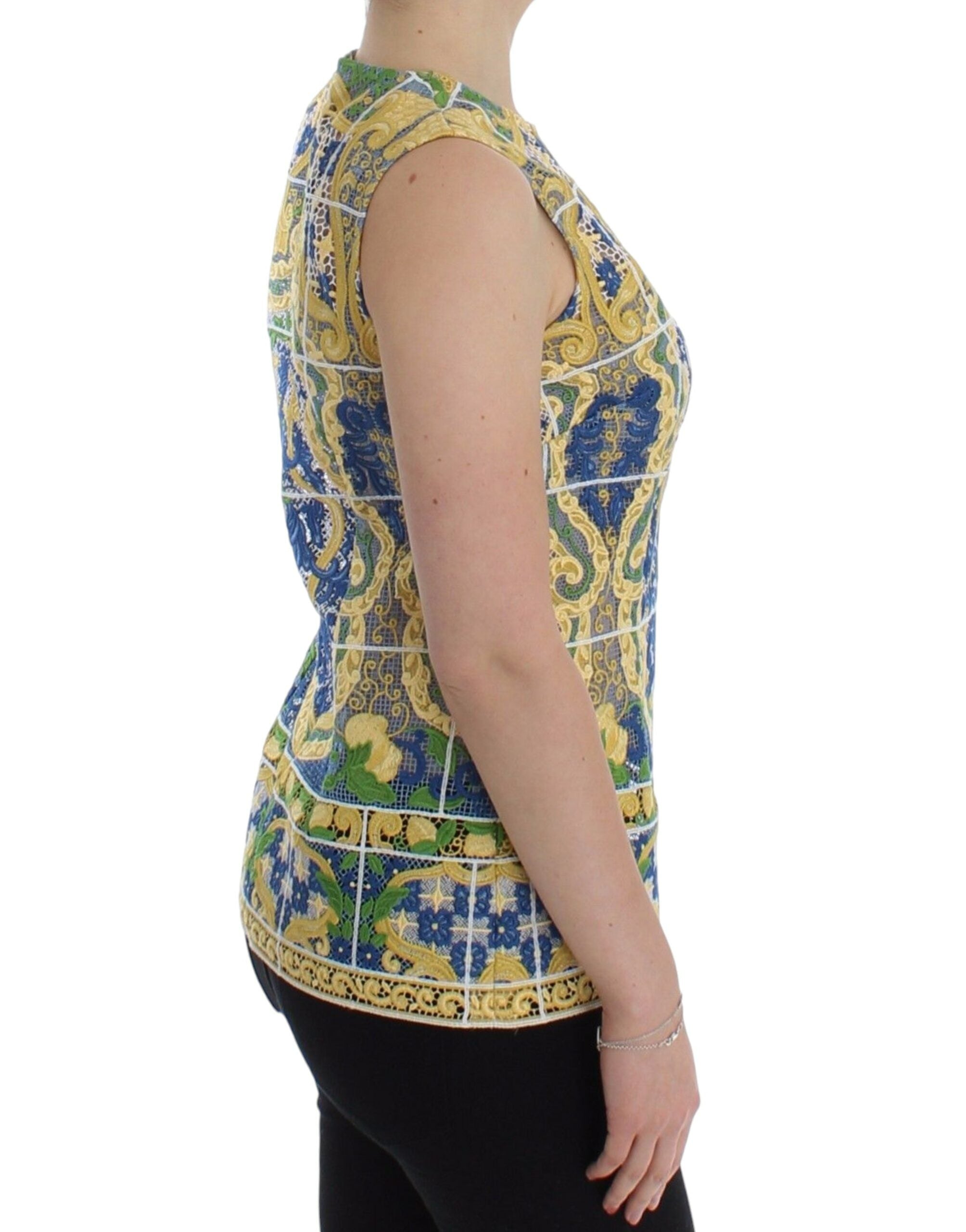 Majolica Embroidered Sleeveless Elegance - ventzia