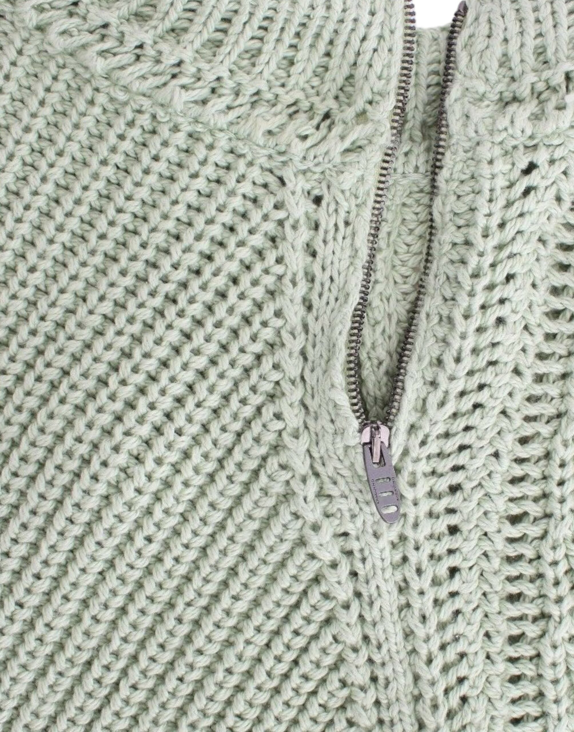 Chic Green Cropped Cotton Sweater - ventzia