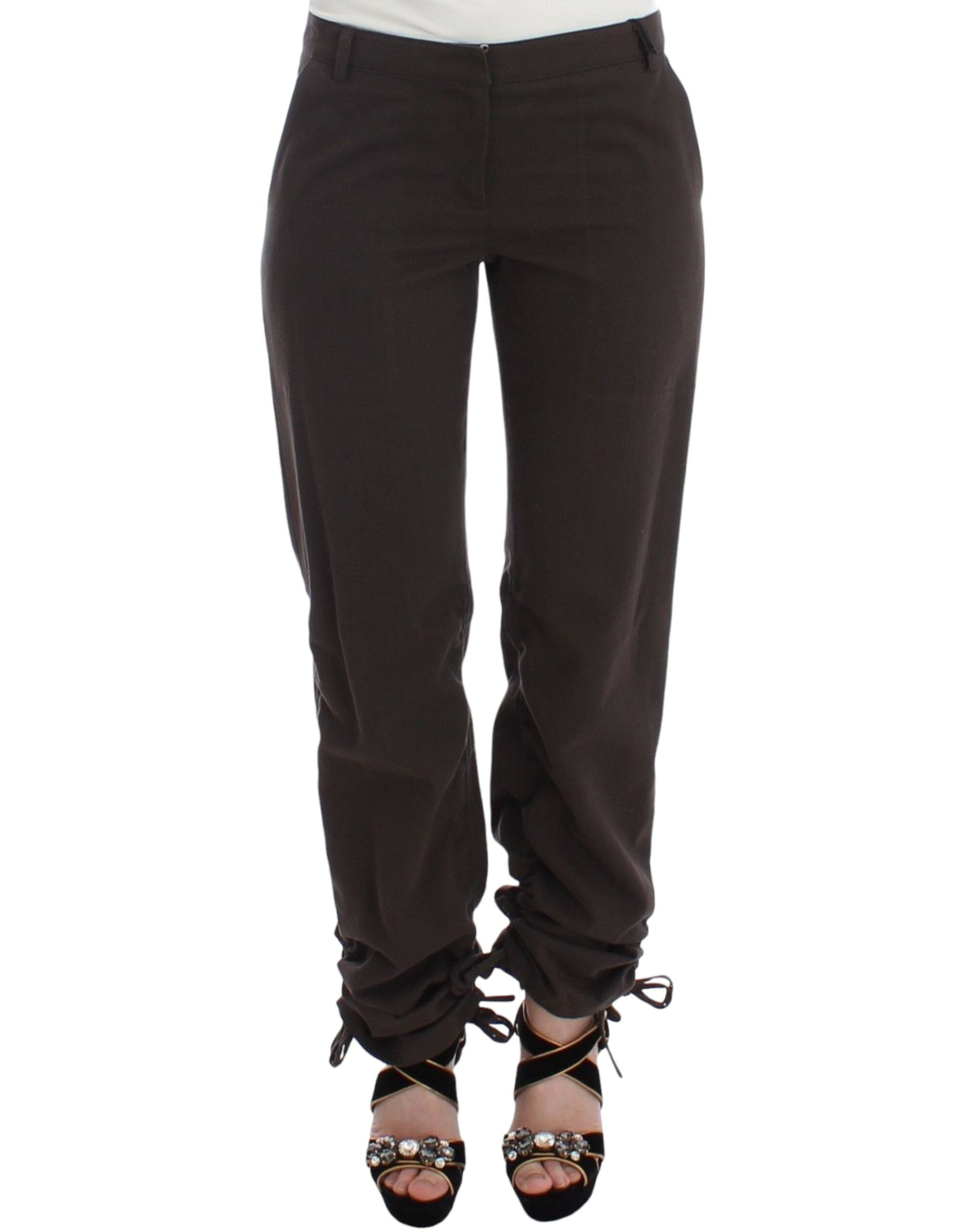 Chic Brown Cotton Dress Pants - ventzia