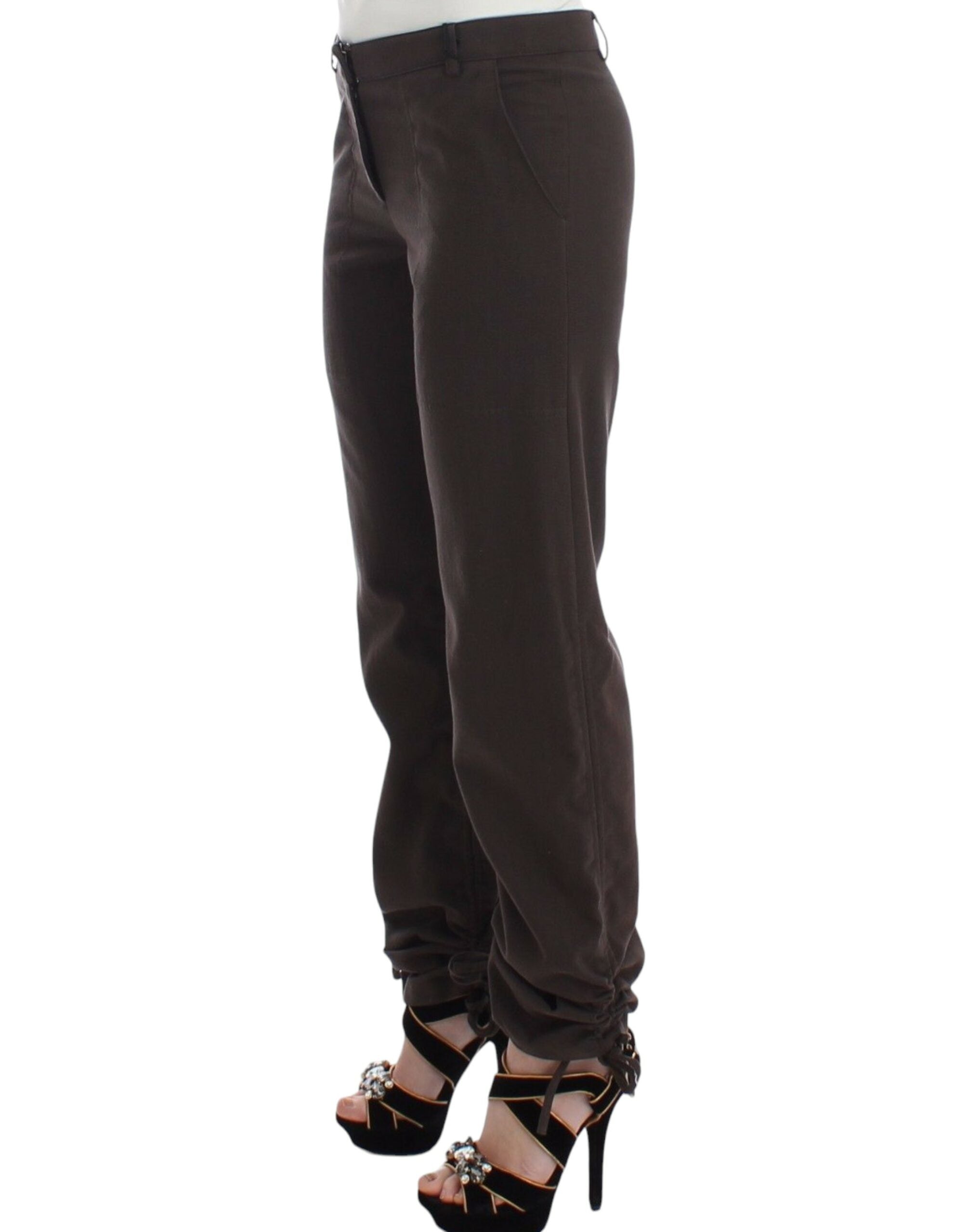 Chic Brown Cotton Dress Pants - ventzia