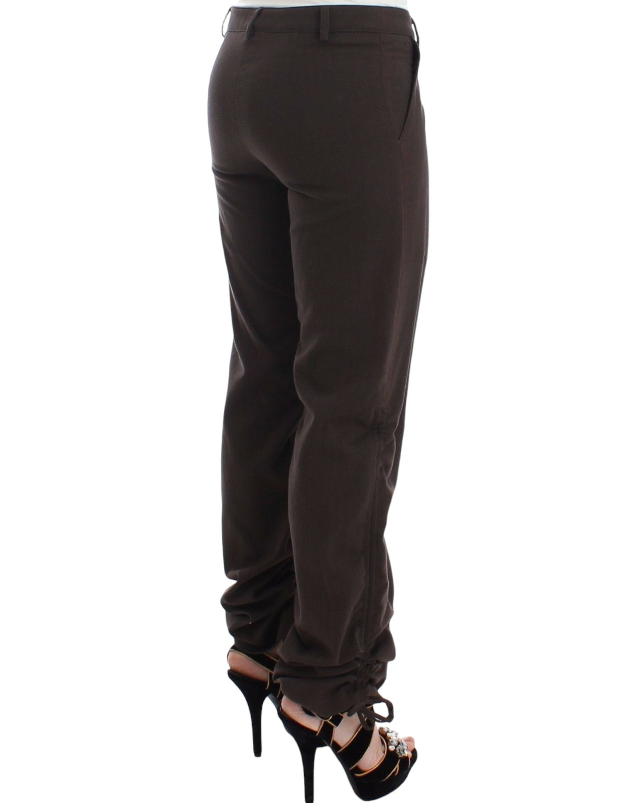 Chic Brown Cotton Dress Pants - ventzia