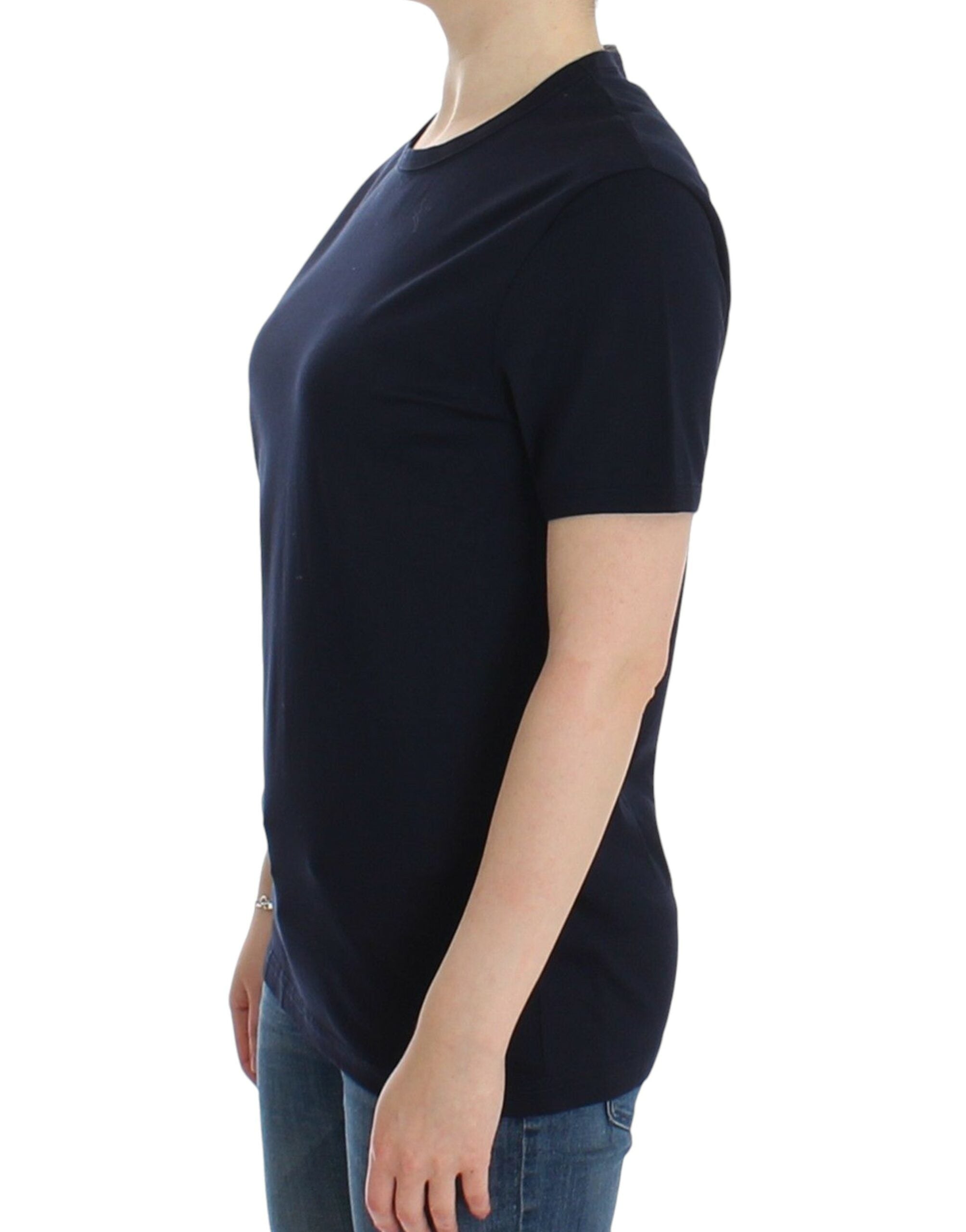 Elegant Blue Cotton Sweater - ventzia