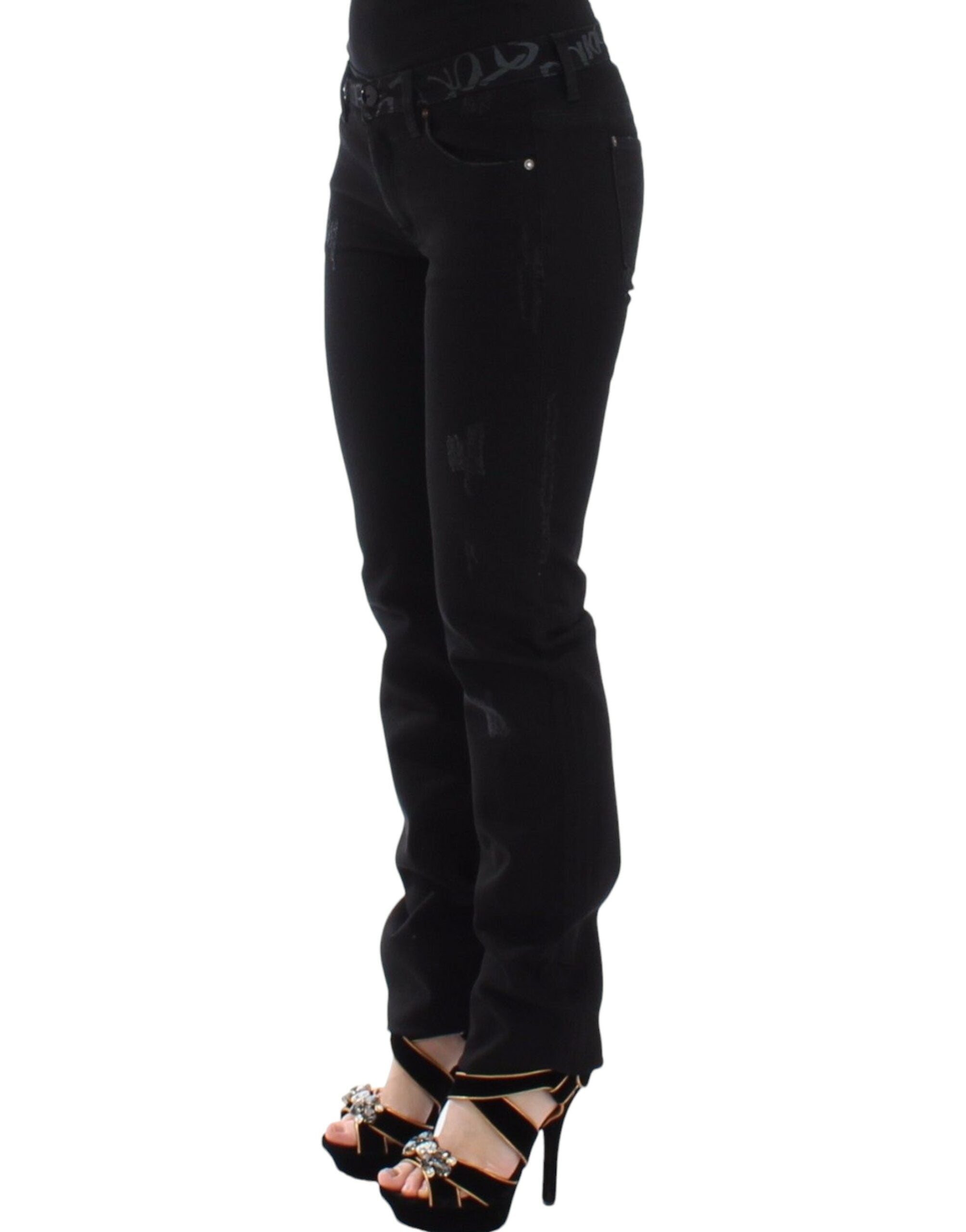 Chic Black Skinny Statement Jeans - ventzia