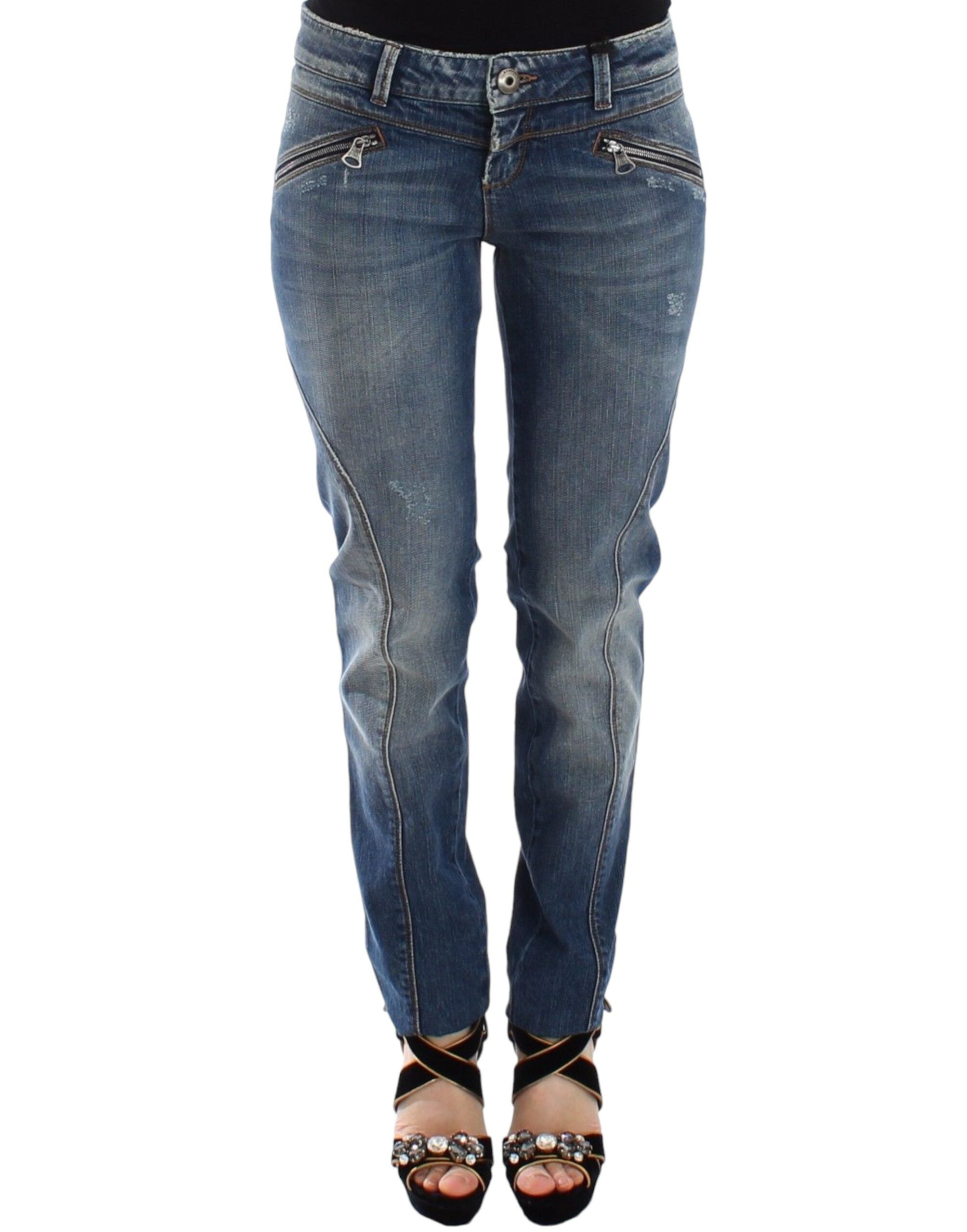 Chic Slim-Fit Blue Denim Jeans - ventzia