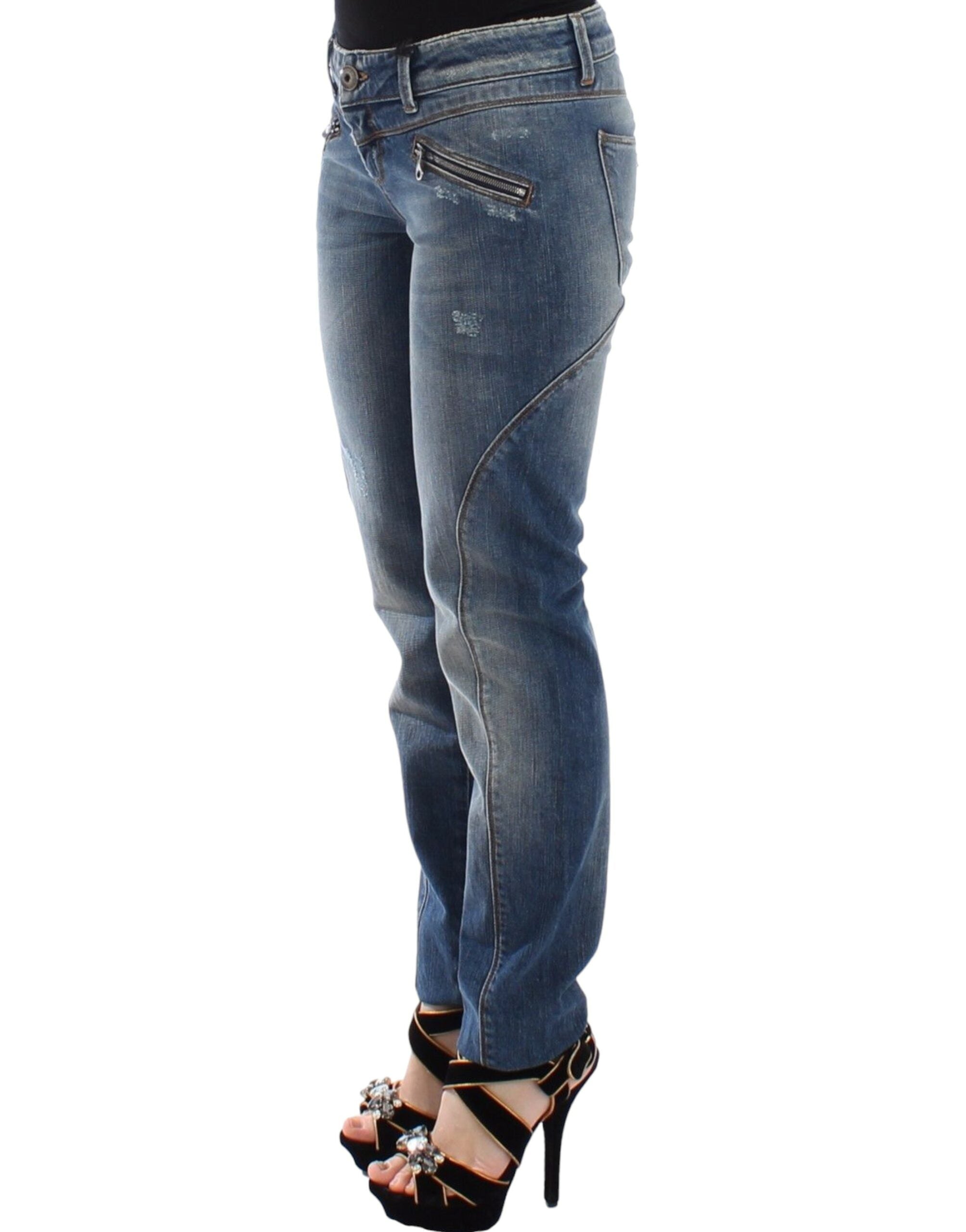 Chic Slim-Fit Blue Denim Jeans - ventzia