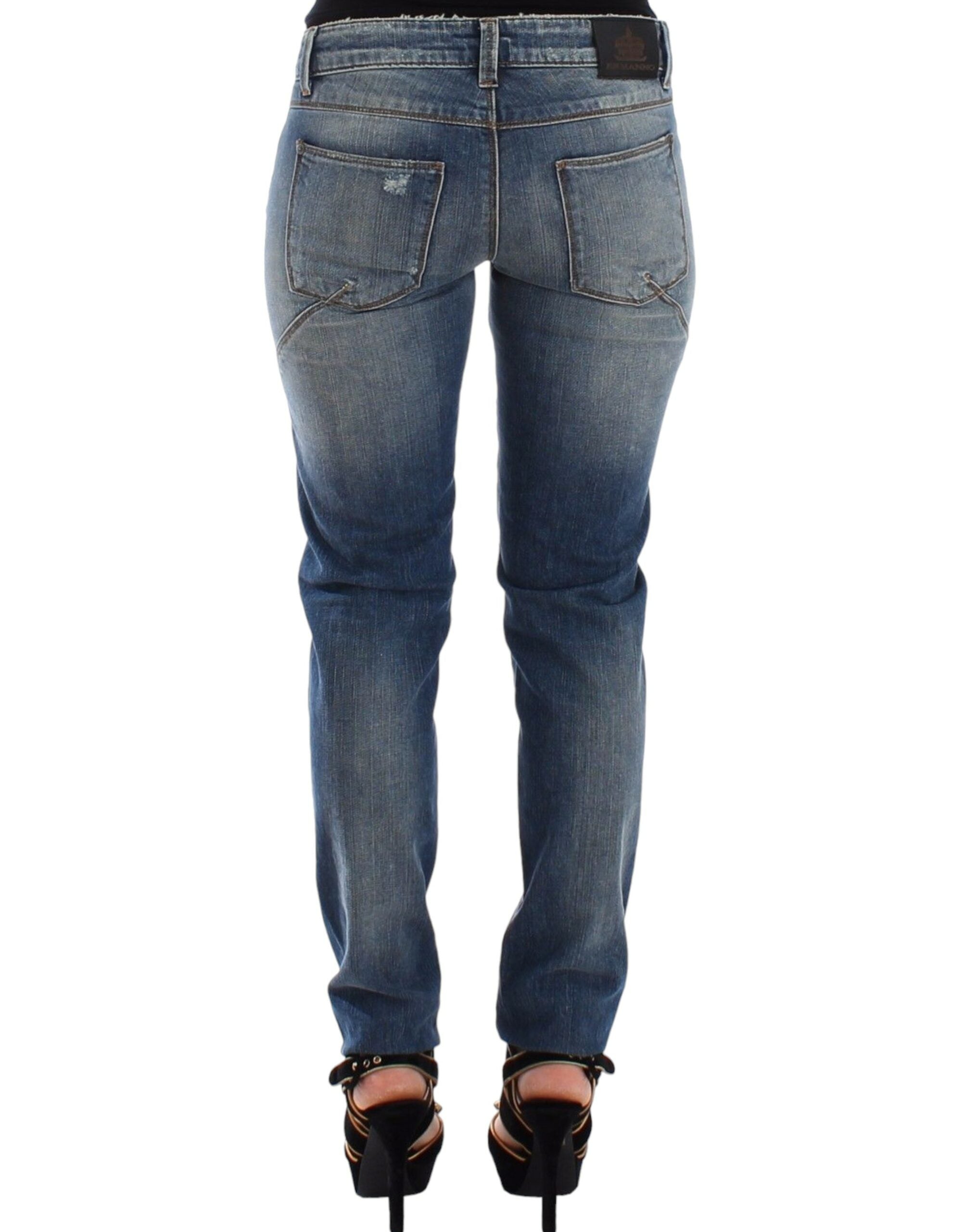 Chic Slim-Fit Blue Denim Jeans - ventzia