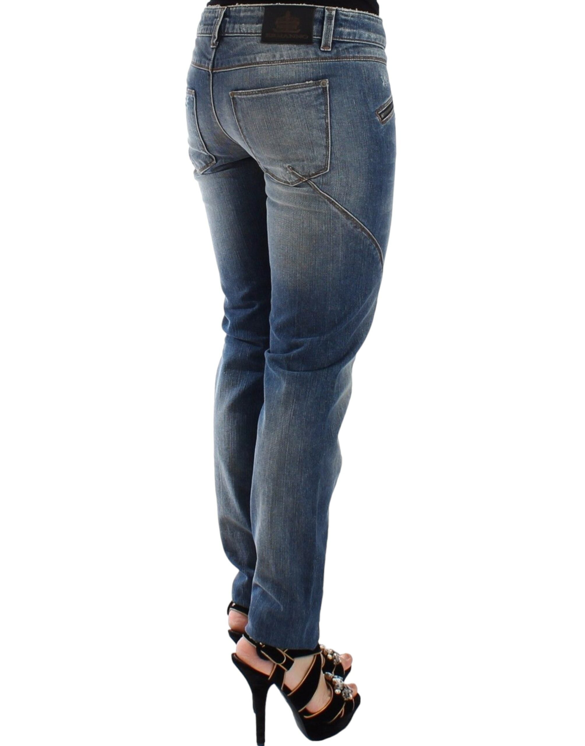 Chic Slim-Fit Blue Denim Jeans - ventzia