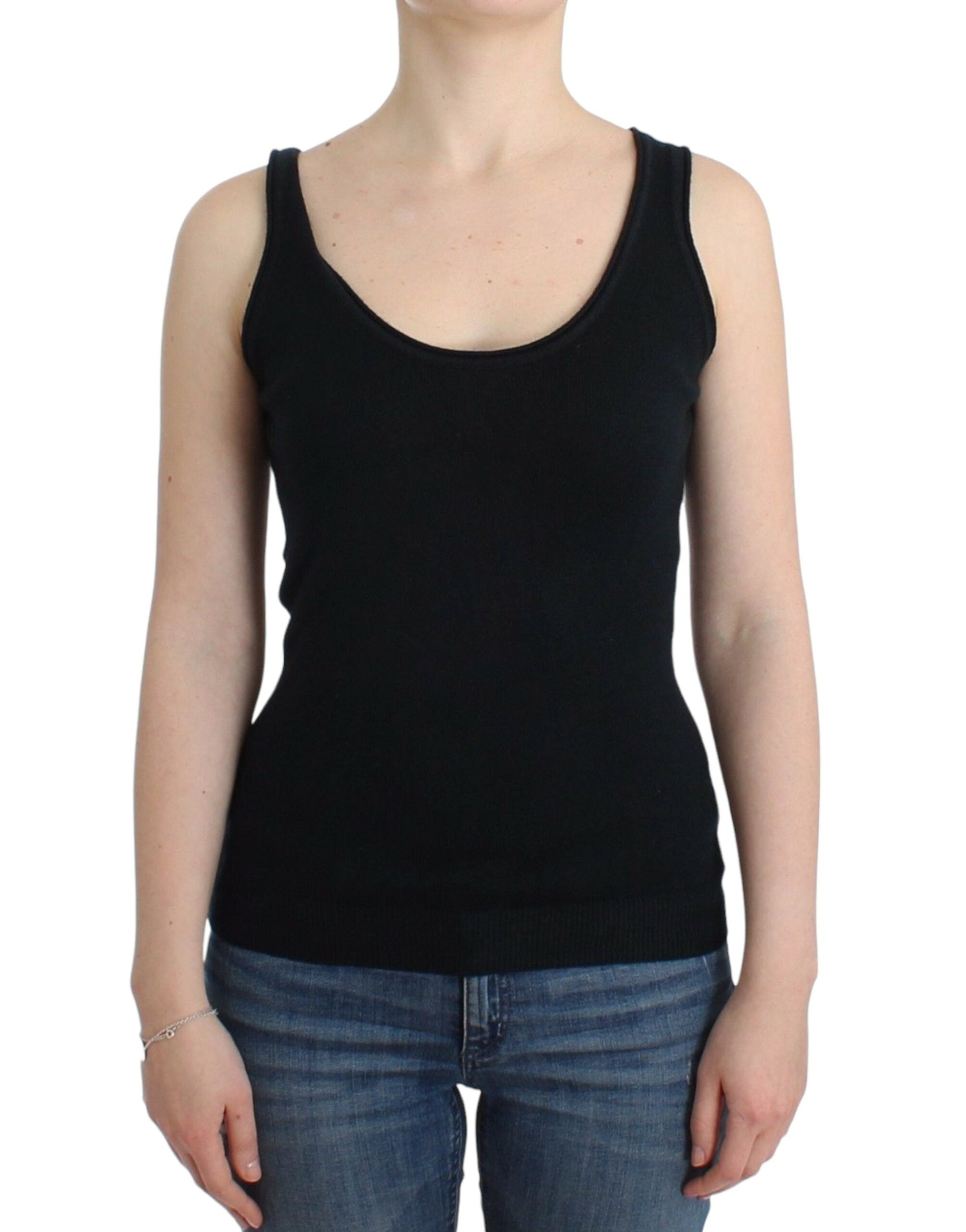 Elegant Black Cashmere Knit Top - ventzia