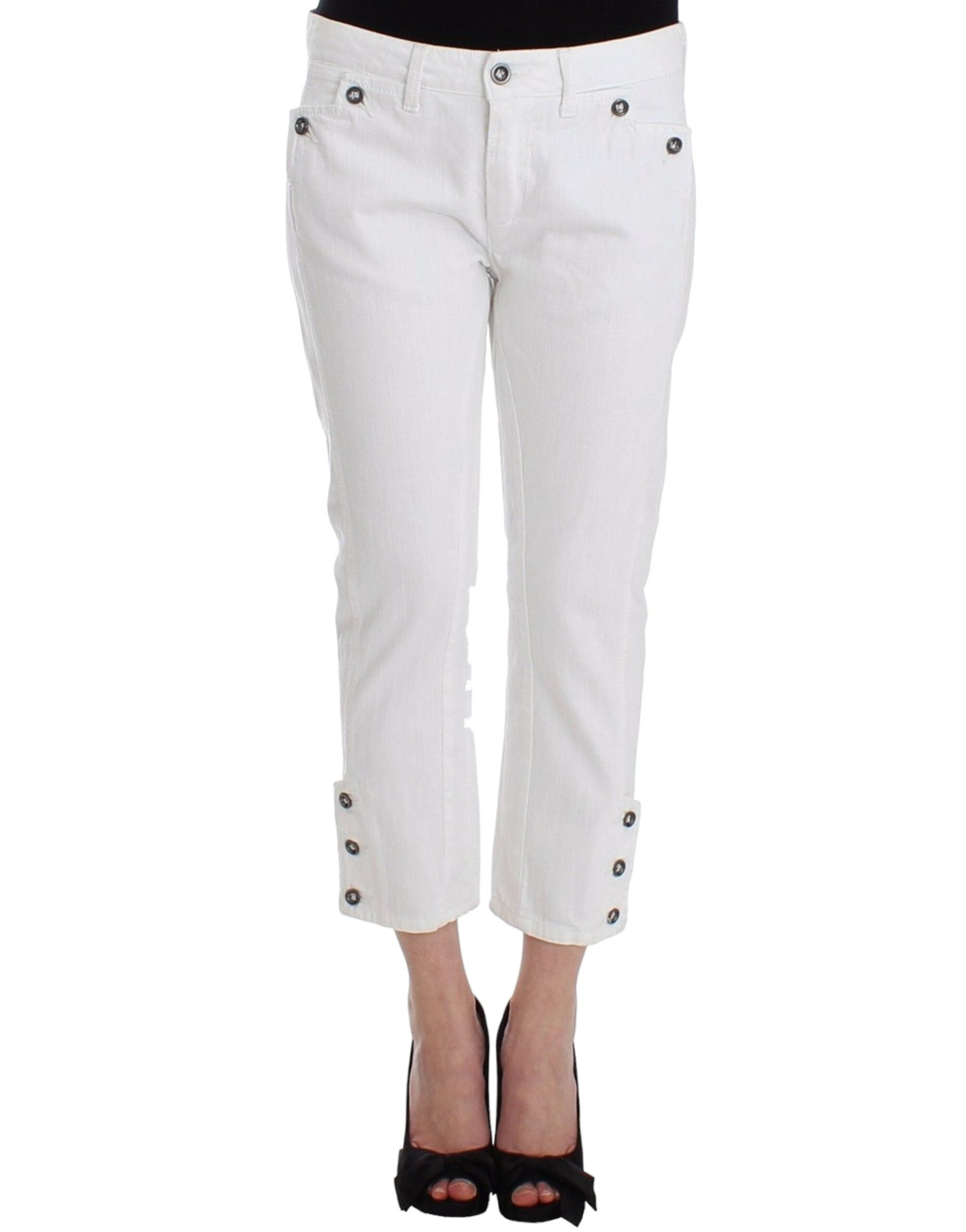 Chic White Cropped Jeans for Sophisticated Style - ventzia