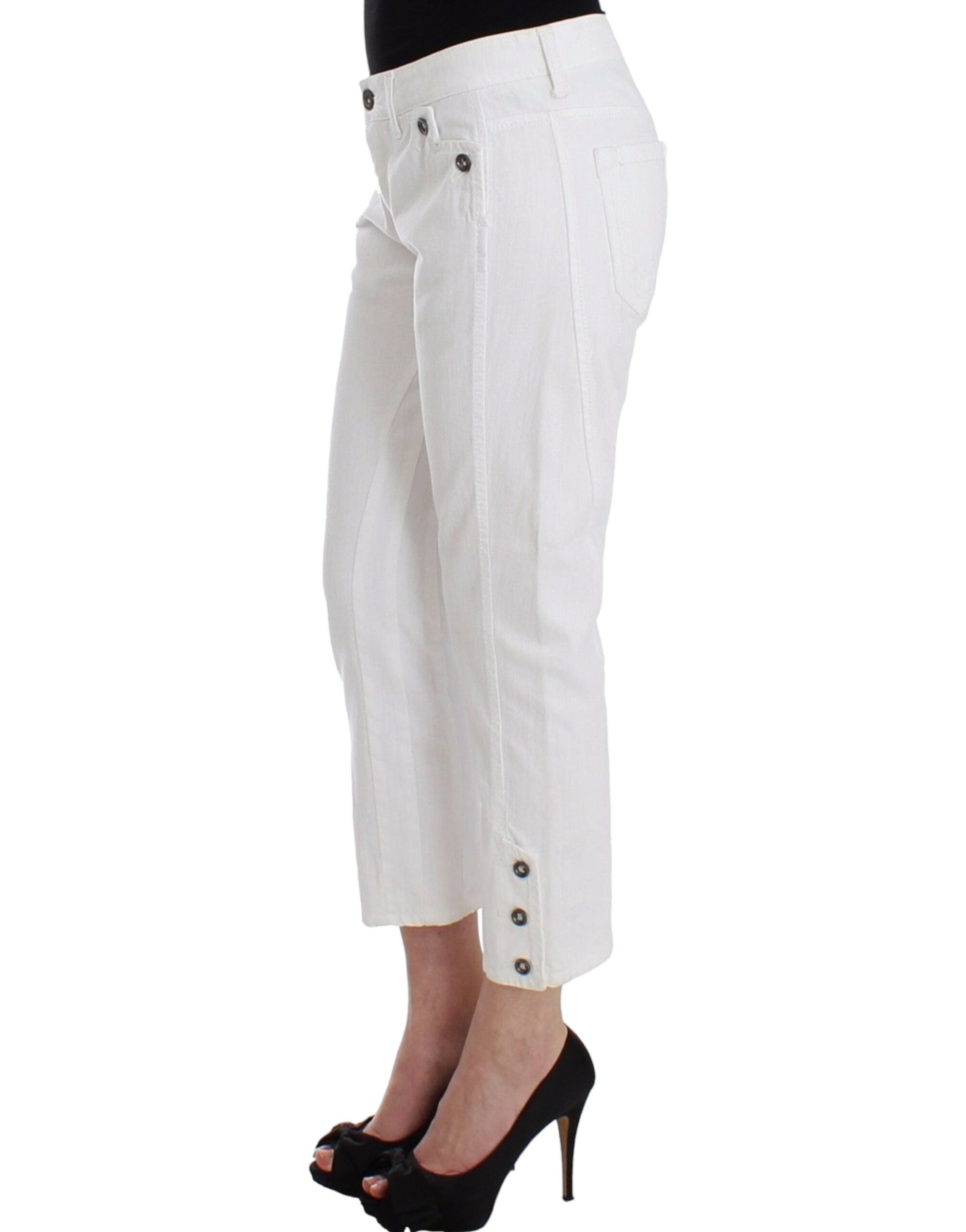 Chic White Cropped Jeans for Sophisticated Style - ventzia
