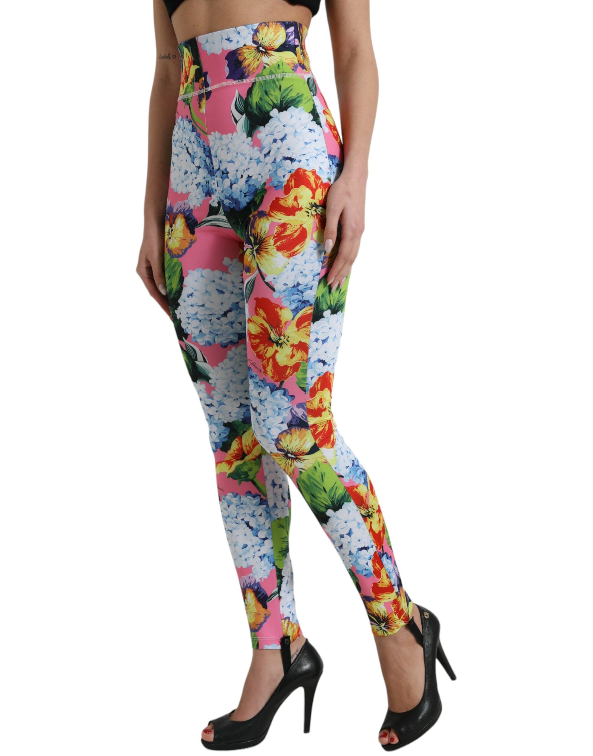 Multicolor Floral High Waist Leggings Pants - ventzia