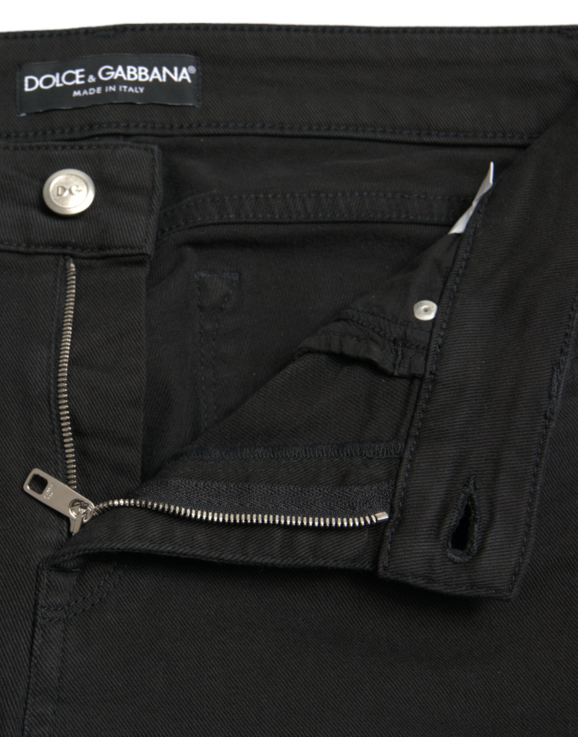 Black Cotton Mid Waist Skinny Denim Jeans - ventzia
