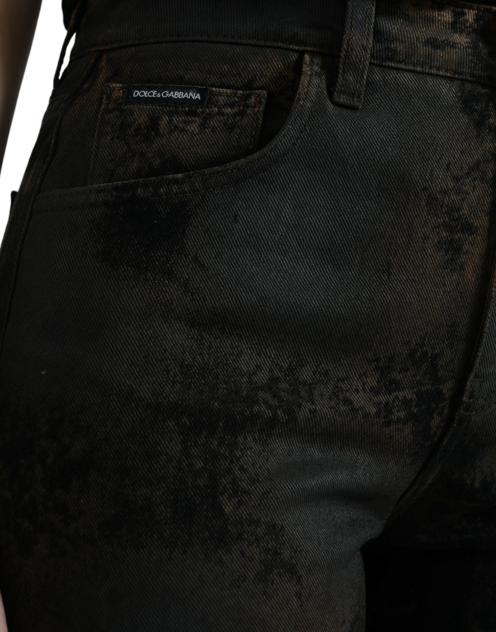 Brown BOYFRIEND Mid Waist Cotton Denim Jeans - ventzia