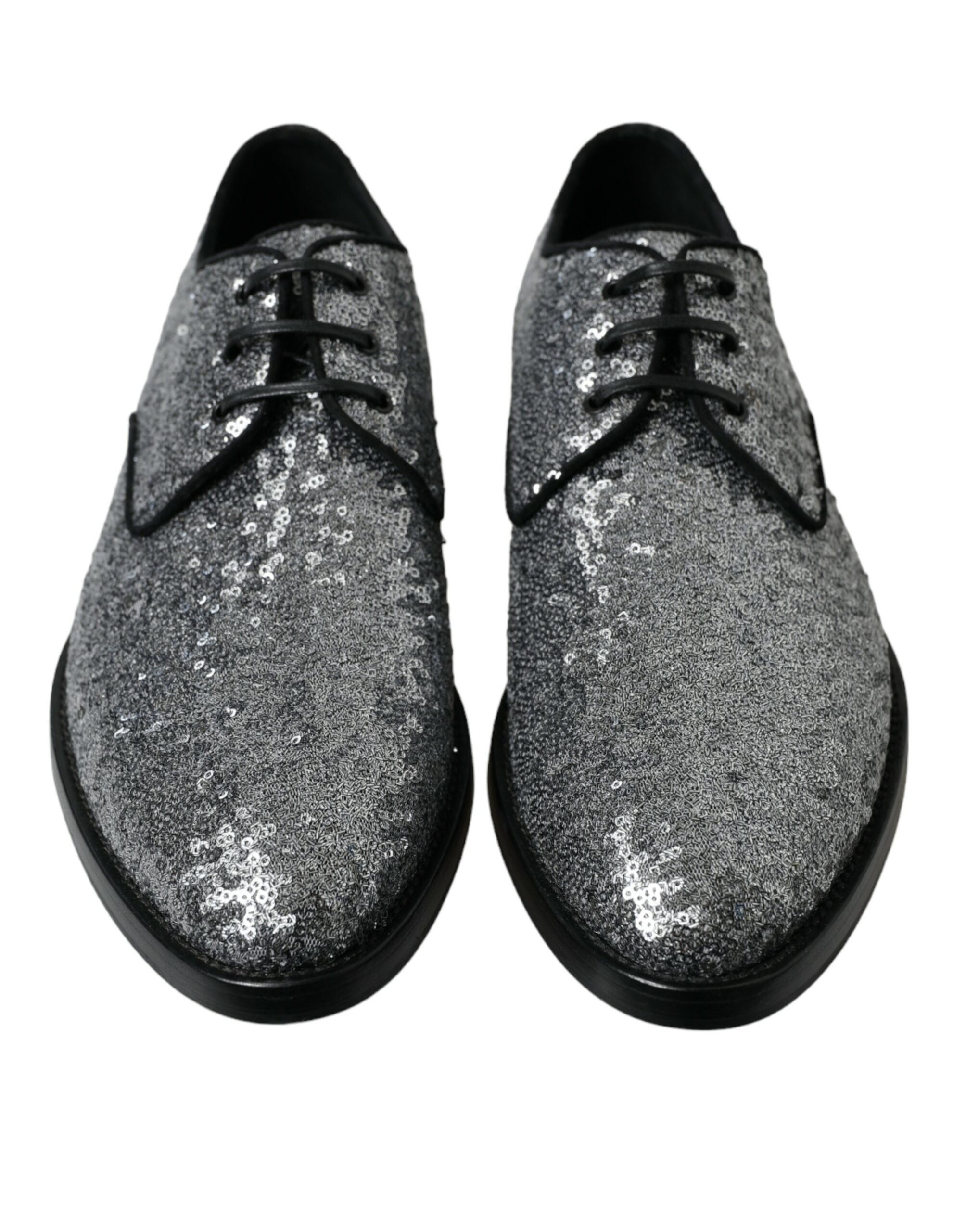 Silver Sequined Lace Up Men Derby Dress Shoes - ventzia