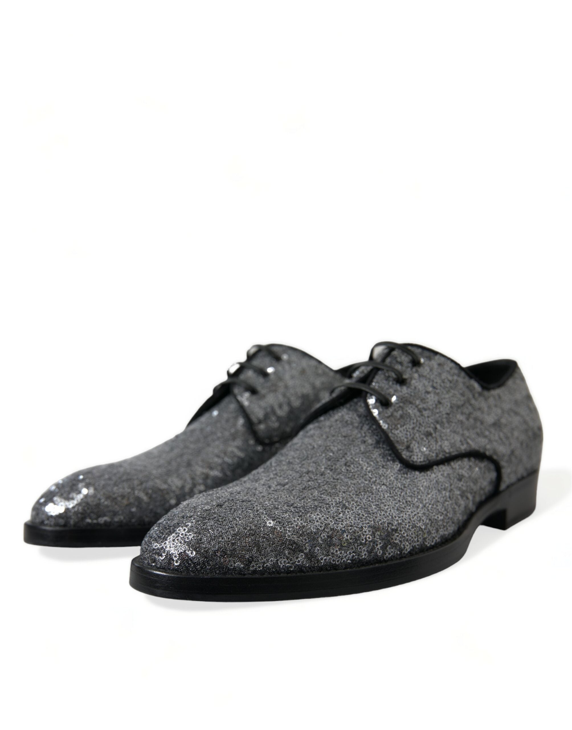 Silver Sequined Lace Up Men Derby Dress Shoes - ventzia