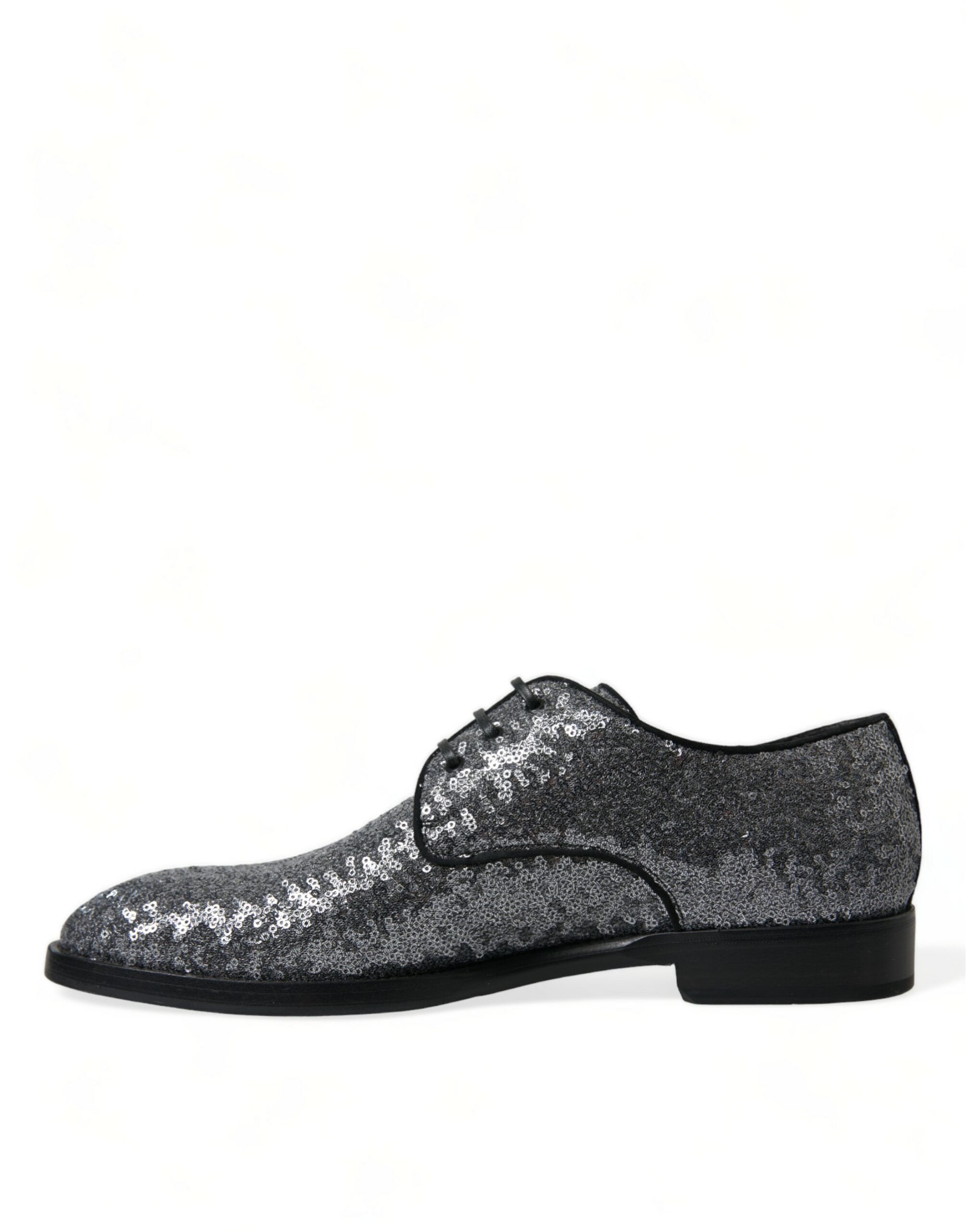Silver Sequined Lace Up Men Derby Dress Shoes - ventzia