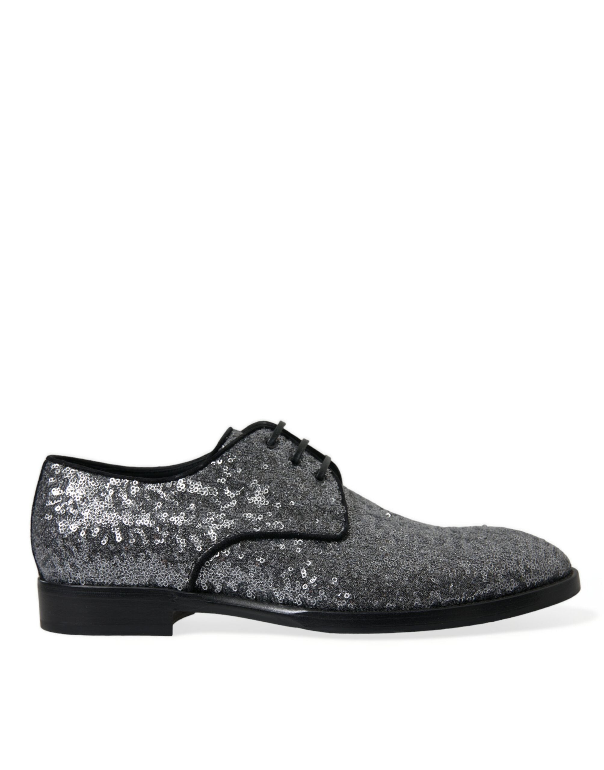 Silver Sequined Lace Up Men Derby Dress Shoes - ventzia