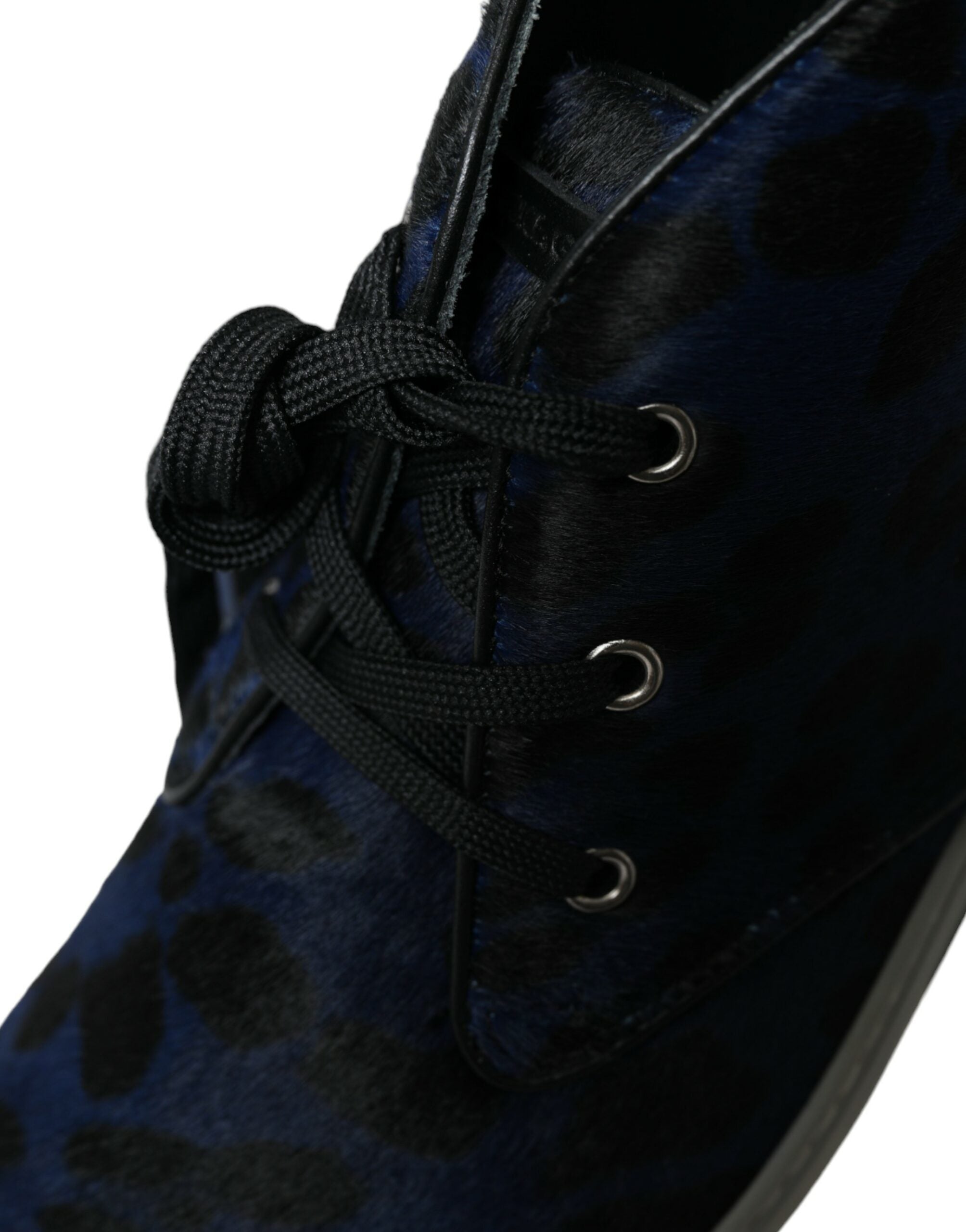 Blue Calfskin Leopard Mid Top Sneakers Shoes - ventzia