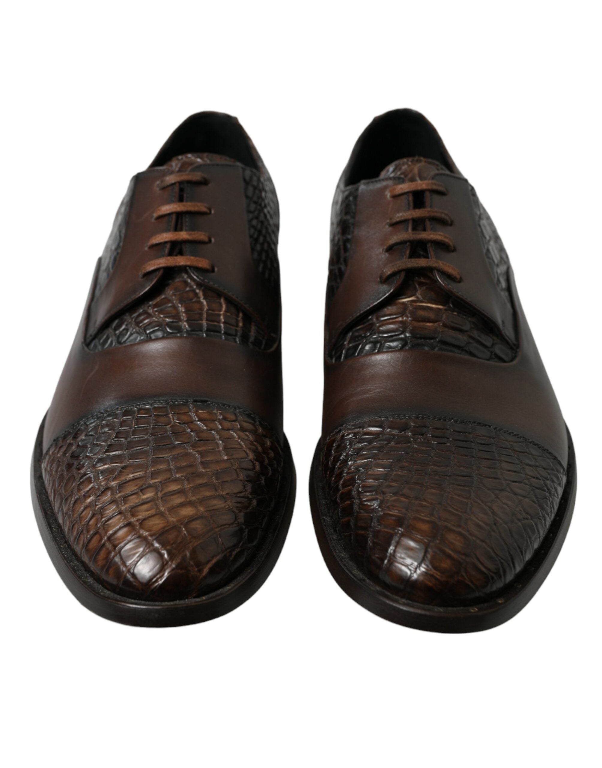 Brown Exotic Leather Lace Up Oxford Dress Shoes - ventzia