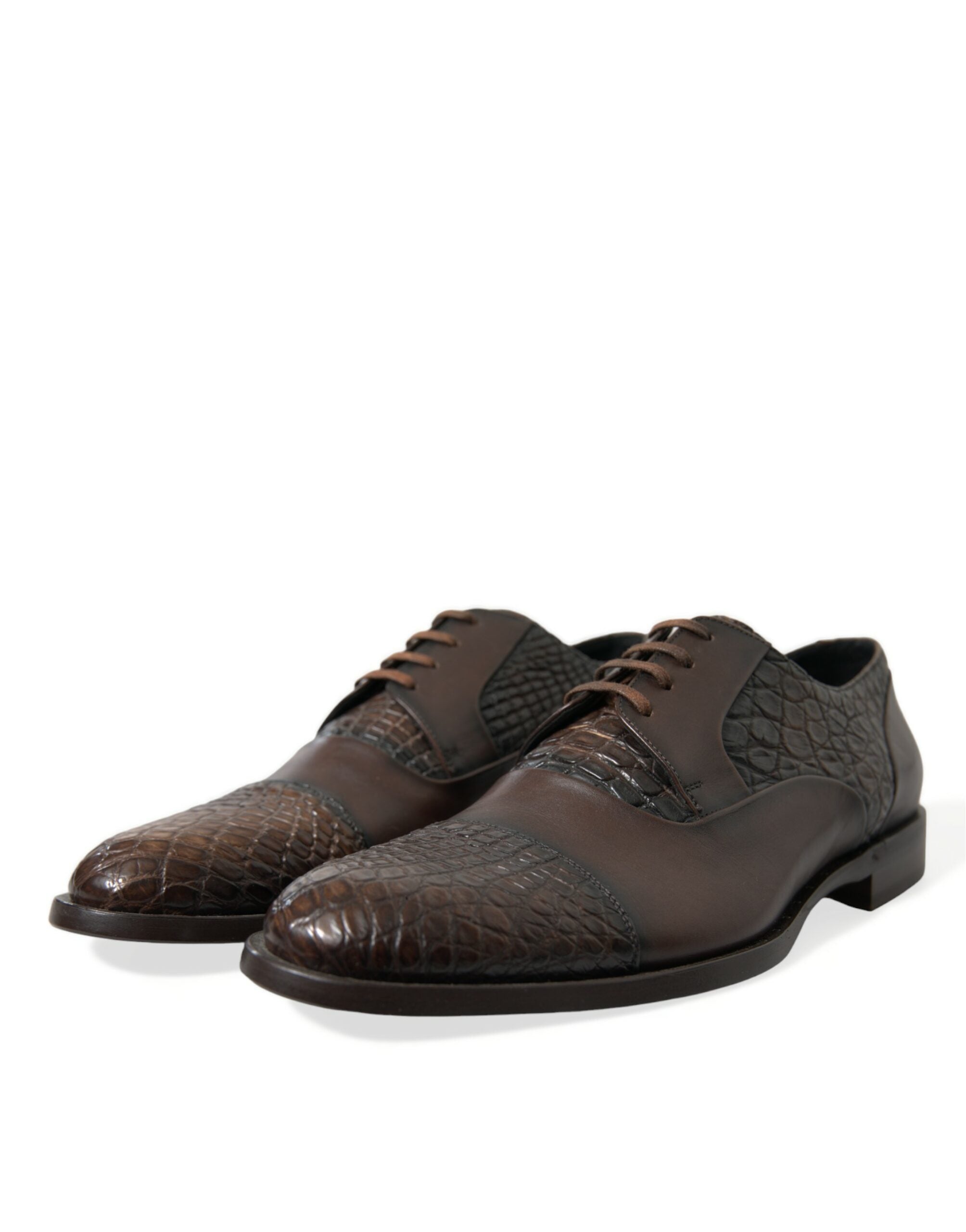 Brown Exotic Leather Lace Up Oxford Dress Shoes - ventzia