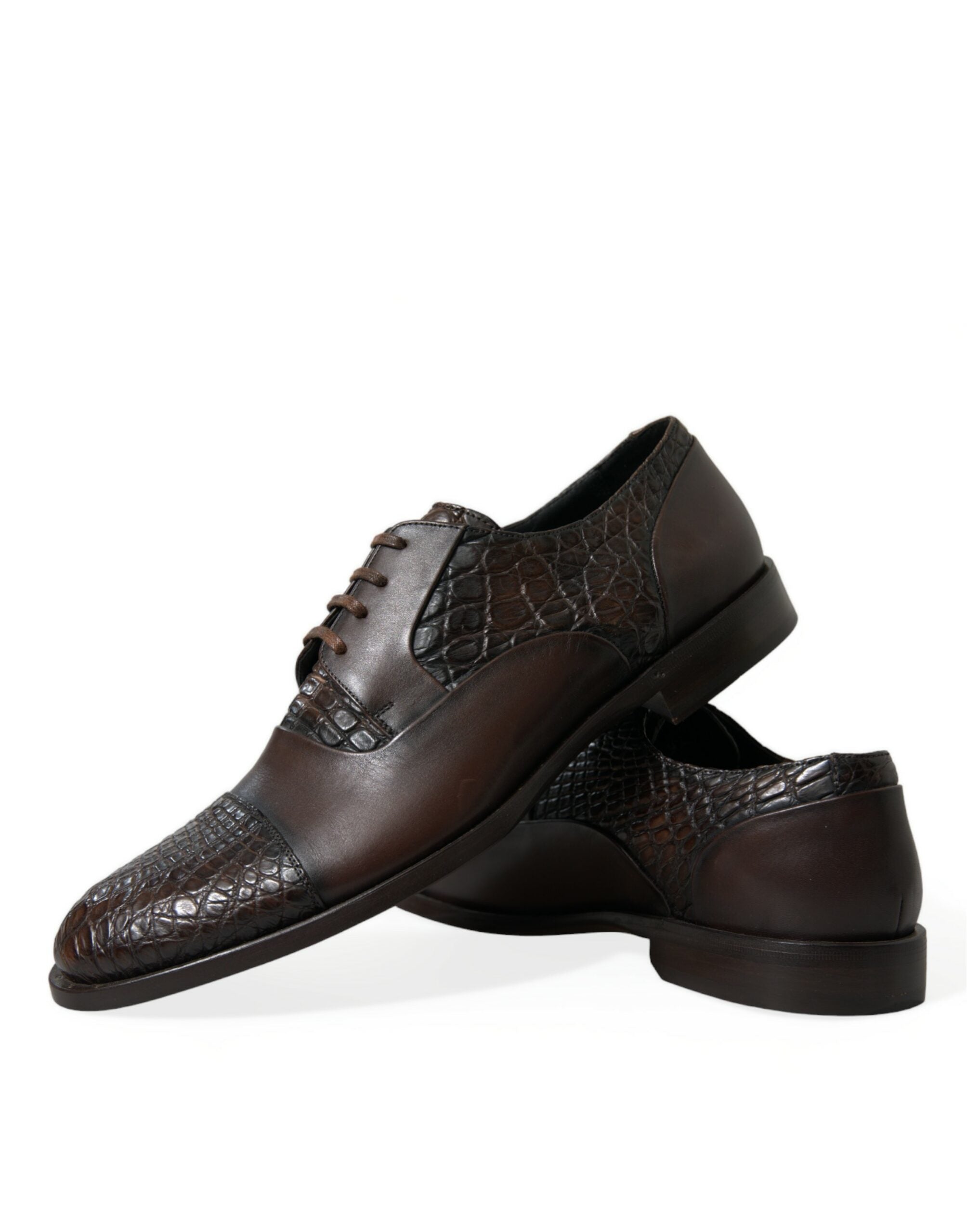 Brown Exotic Leather Lace Up Oxford Dress Shoes - ventzia