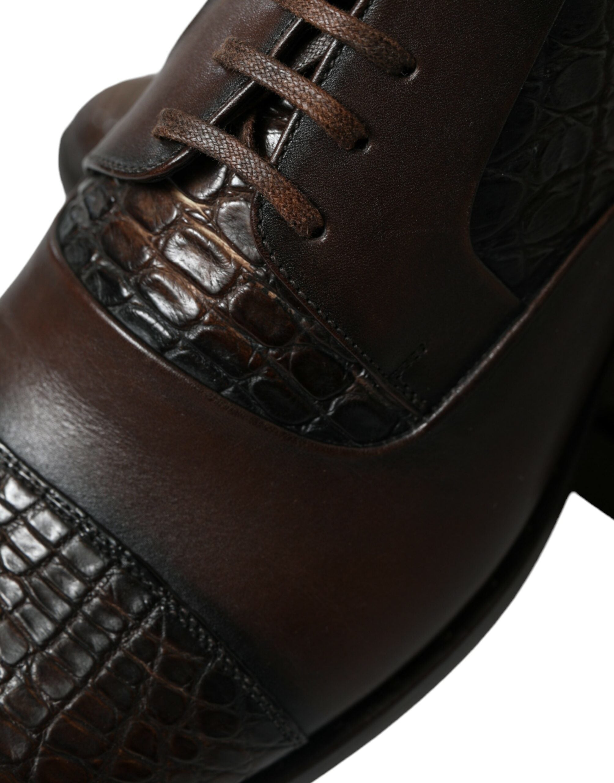 Brown Exotic Leather Lace Up Oxford Dress Shoes - ventzia