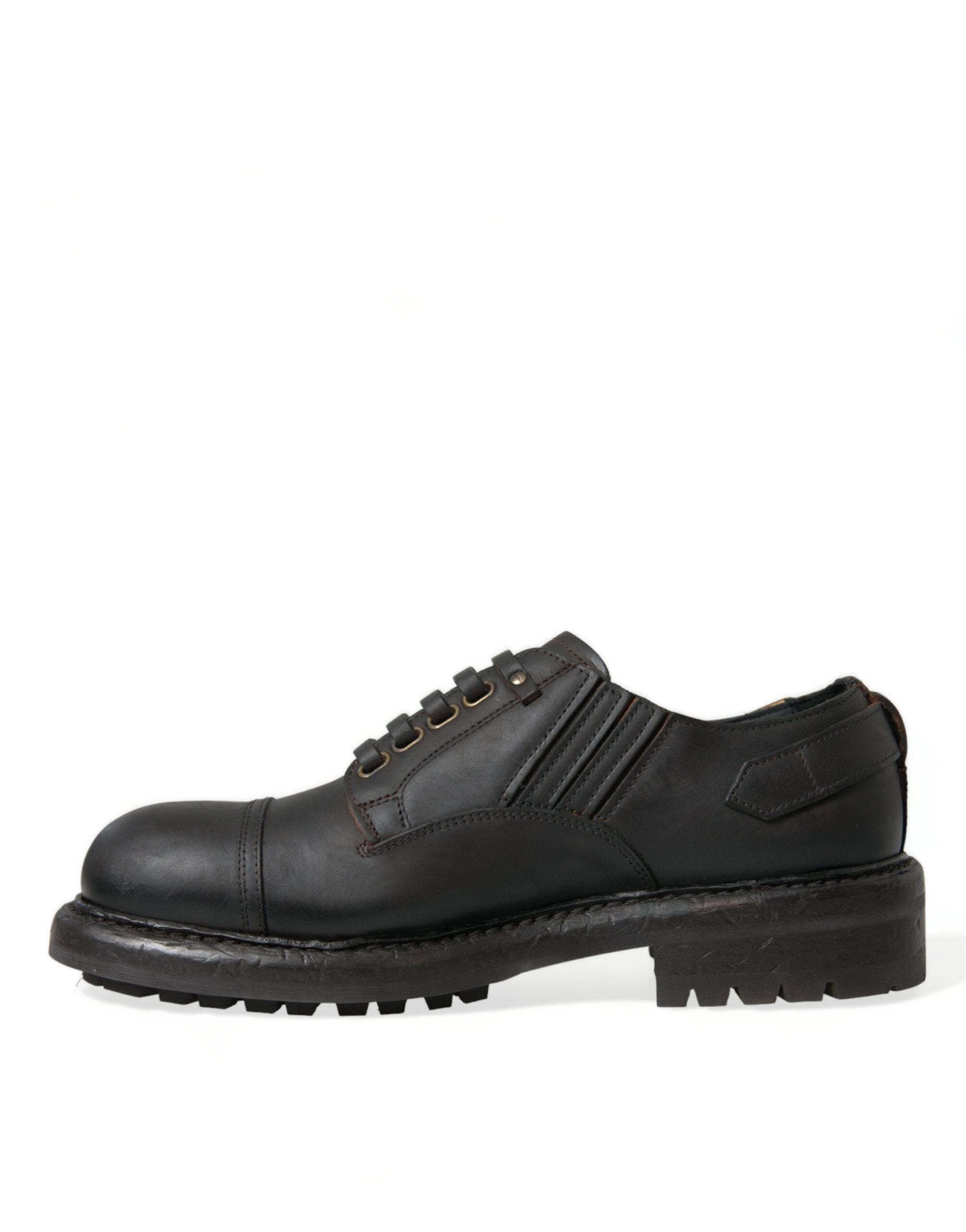 Brown Leather Lace Up Derby Men Dress Shoes - ventzia