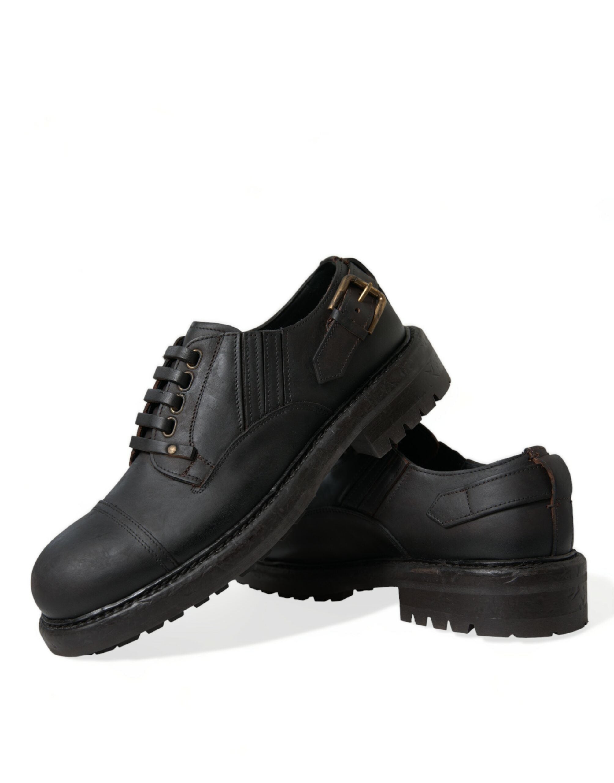 Brown Leather Lace Up Derby Men Dress Shoes - ventzia