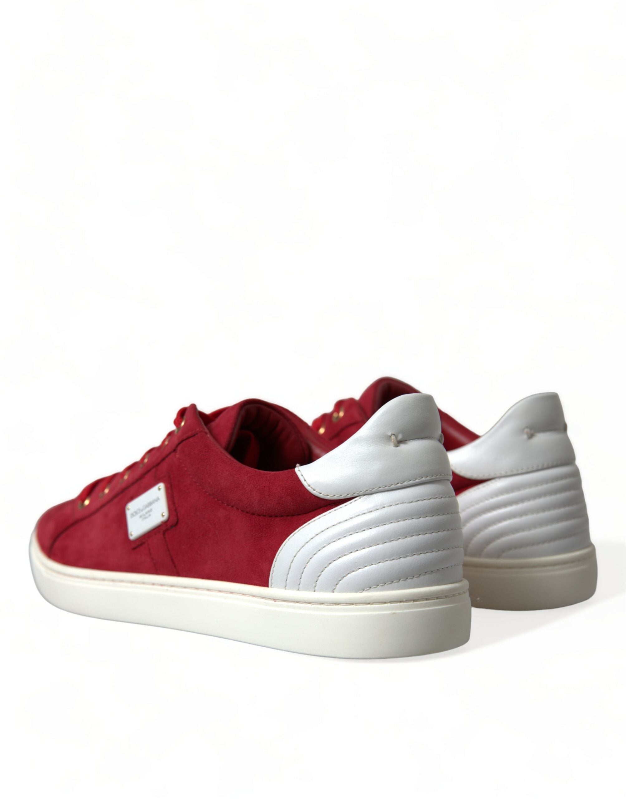 Red Suede Leather Men Low Top Sneakers Shoes - ventzia