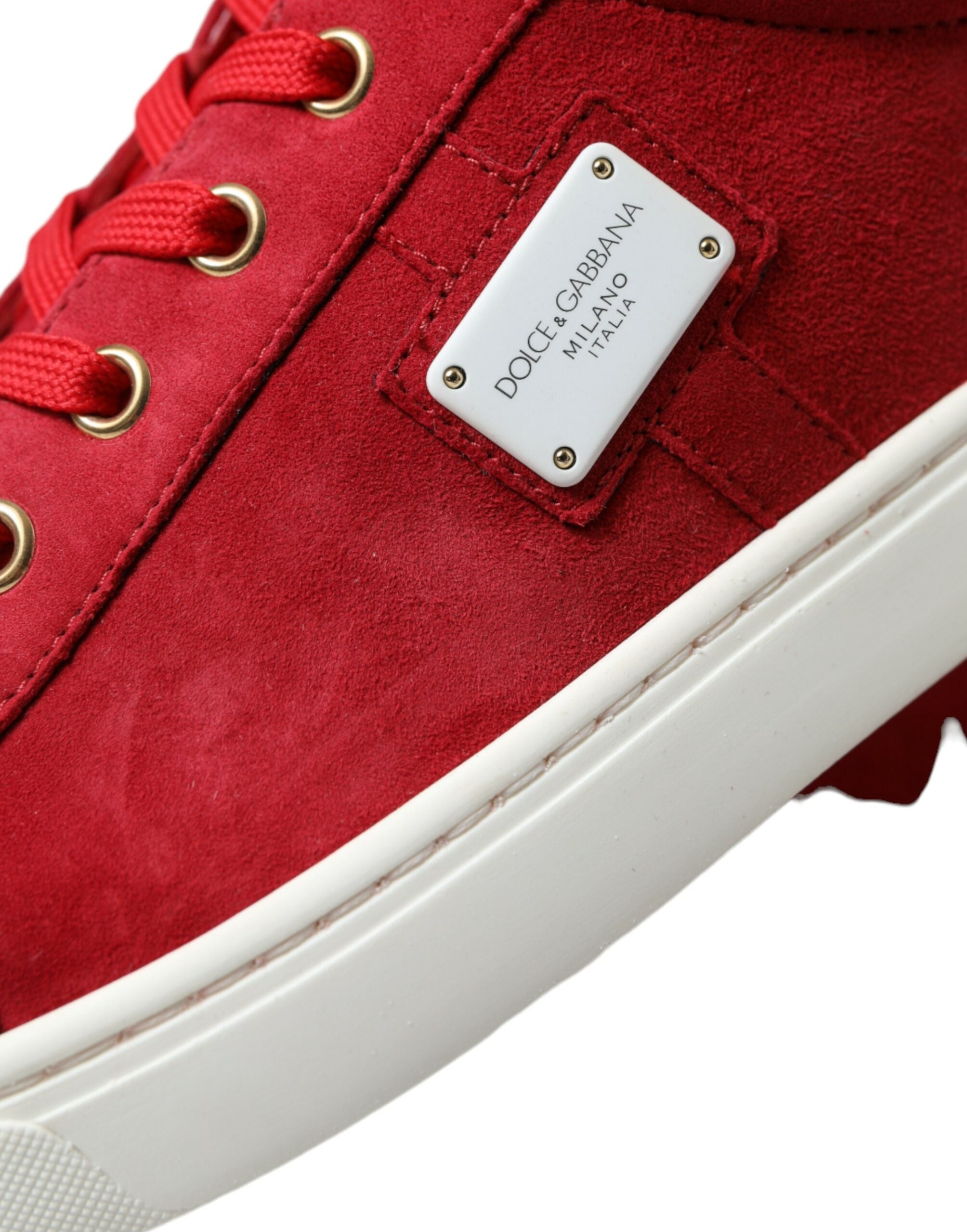 Red Suede Leather Men Low Top Sneakers Shoes - ventzia
