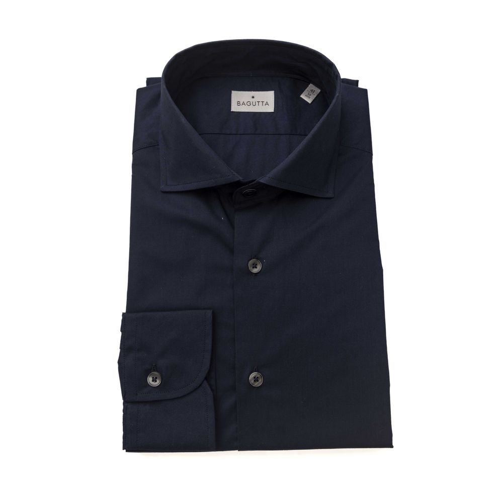 Blue Cotton Men Slim Shirt - ventzia