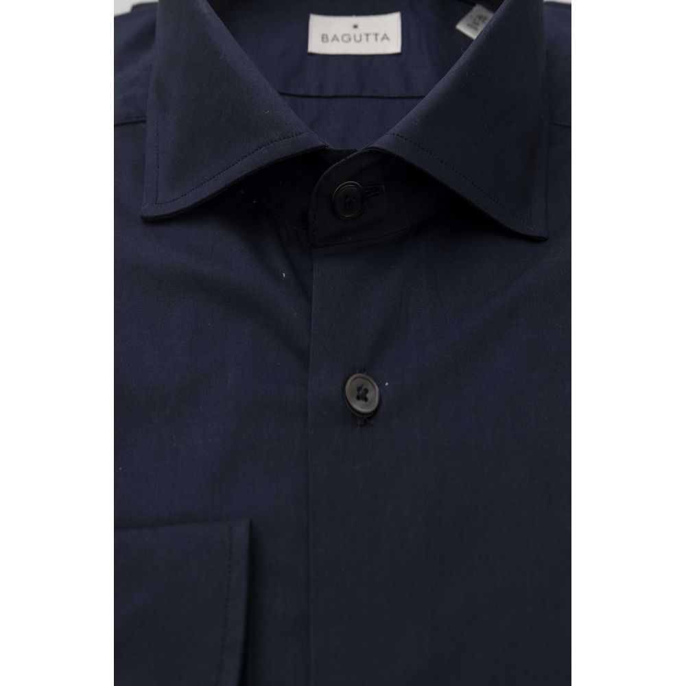 Blue Cotton Men Slim Shirt - ventzia