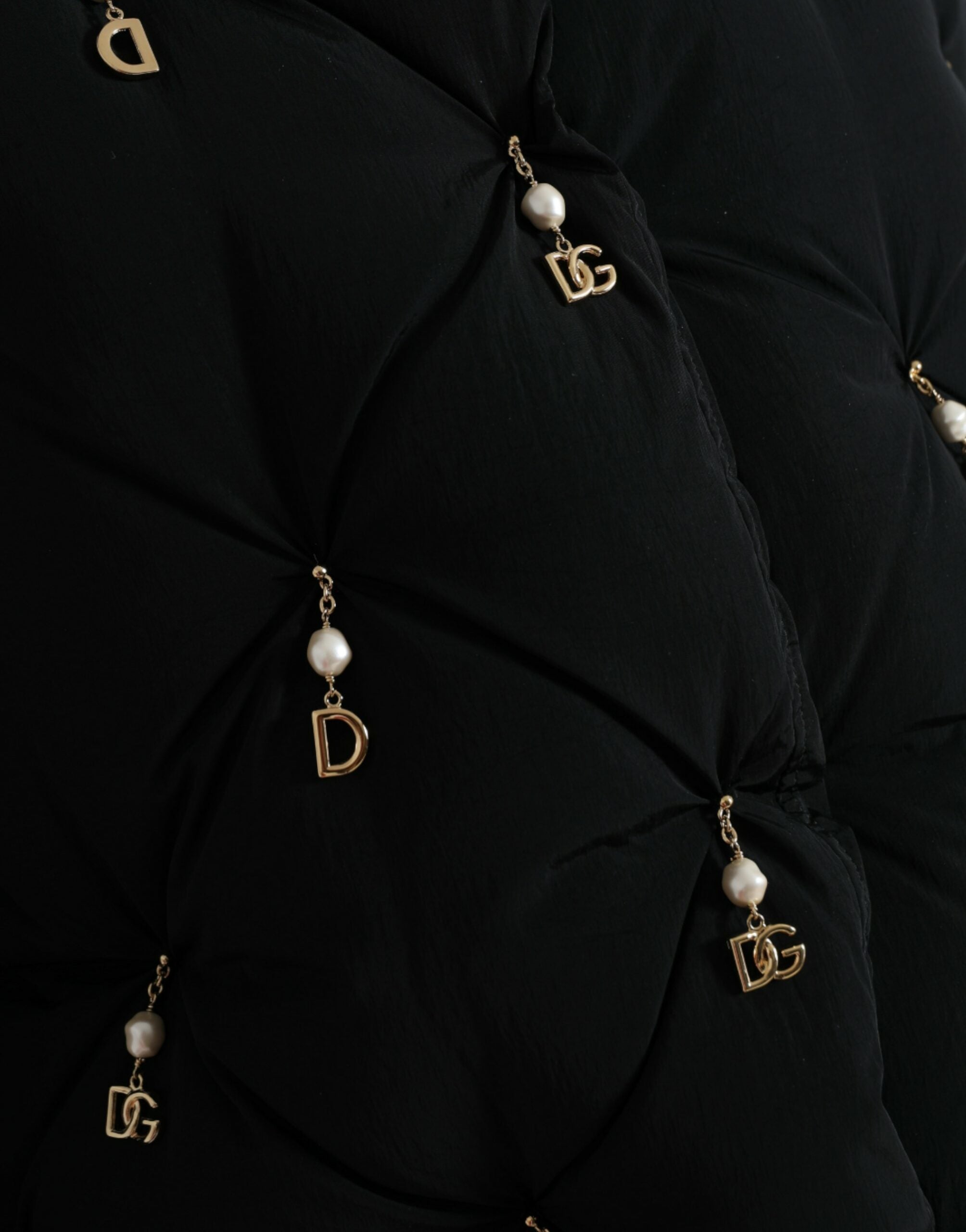 Black Embellished Quilted Shell Bomber Jacket - ventzia