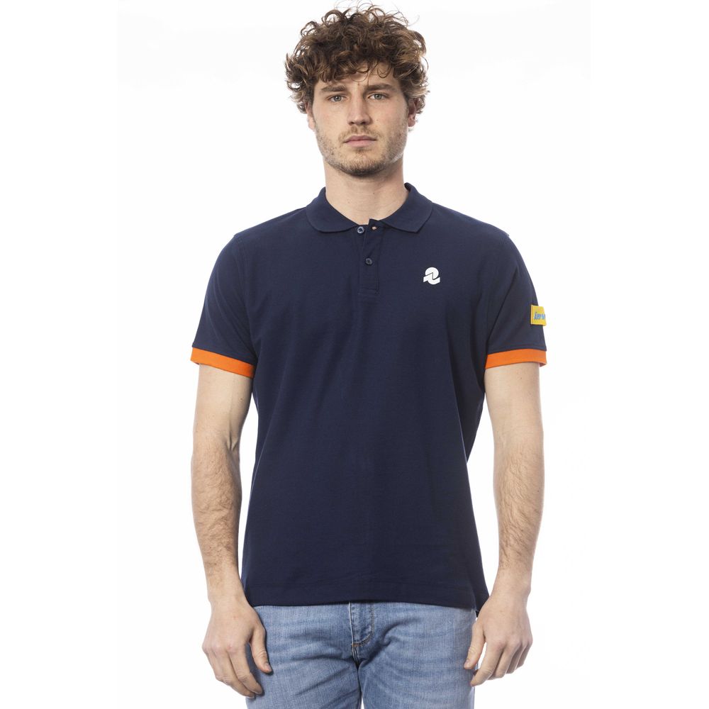 "Blue Cotton Men Polo Shirt" - ventzia