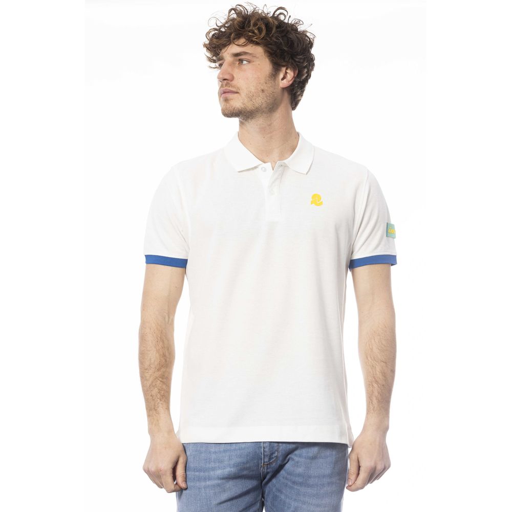 White Cotton Men Polo Shirt - ventzia