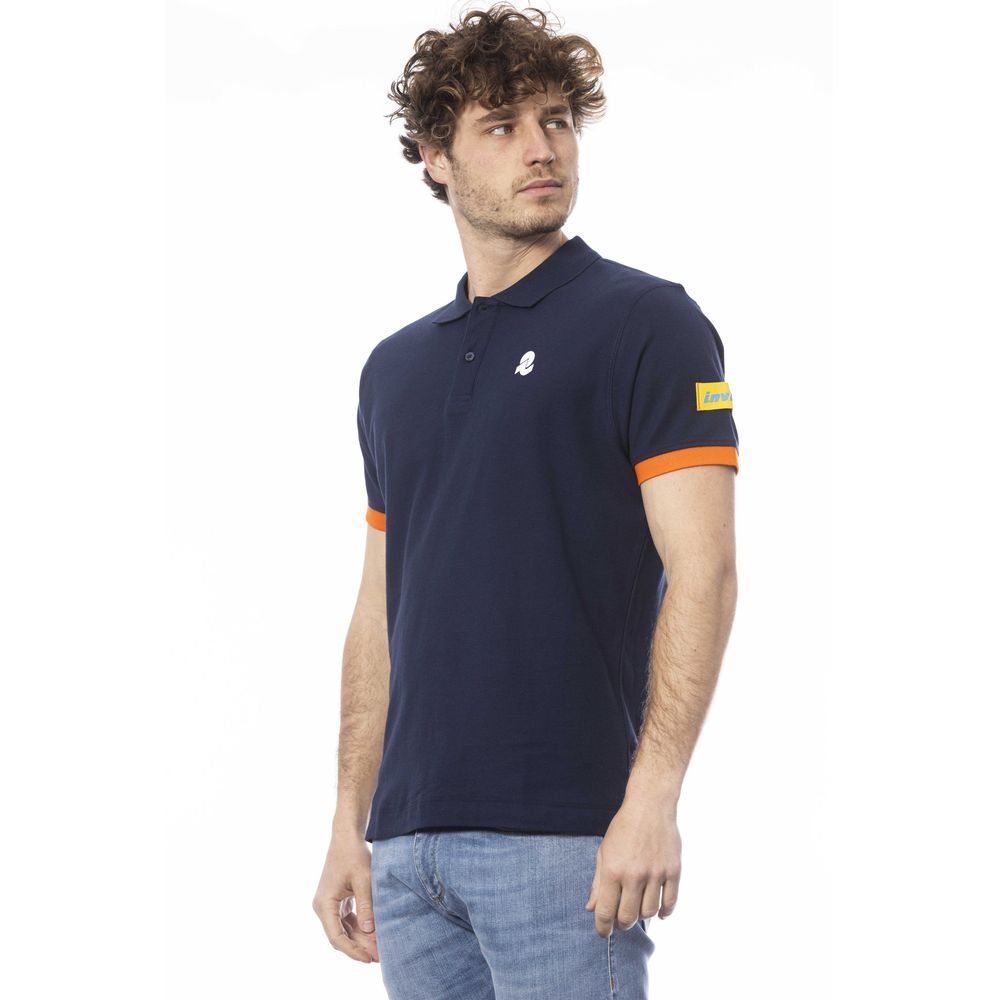 "Blue Cotton Men Polo Shirt" - ventzia