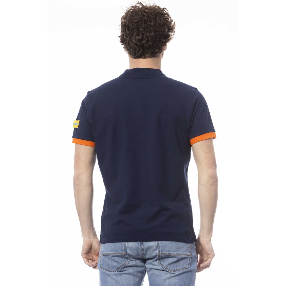 "Blue Cotton Men Polo Shirt" - ventzia