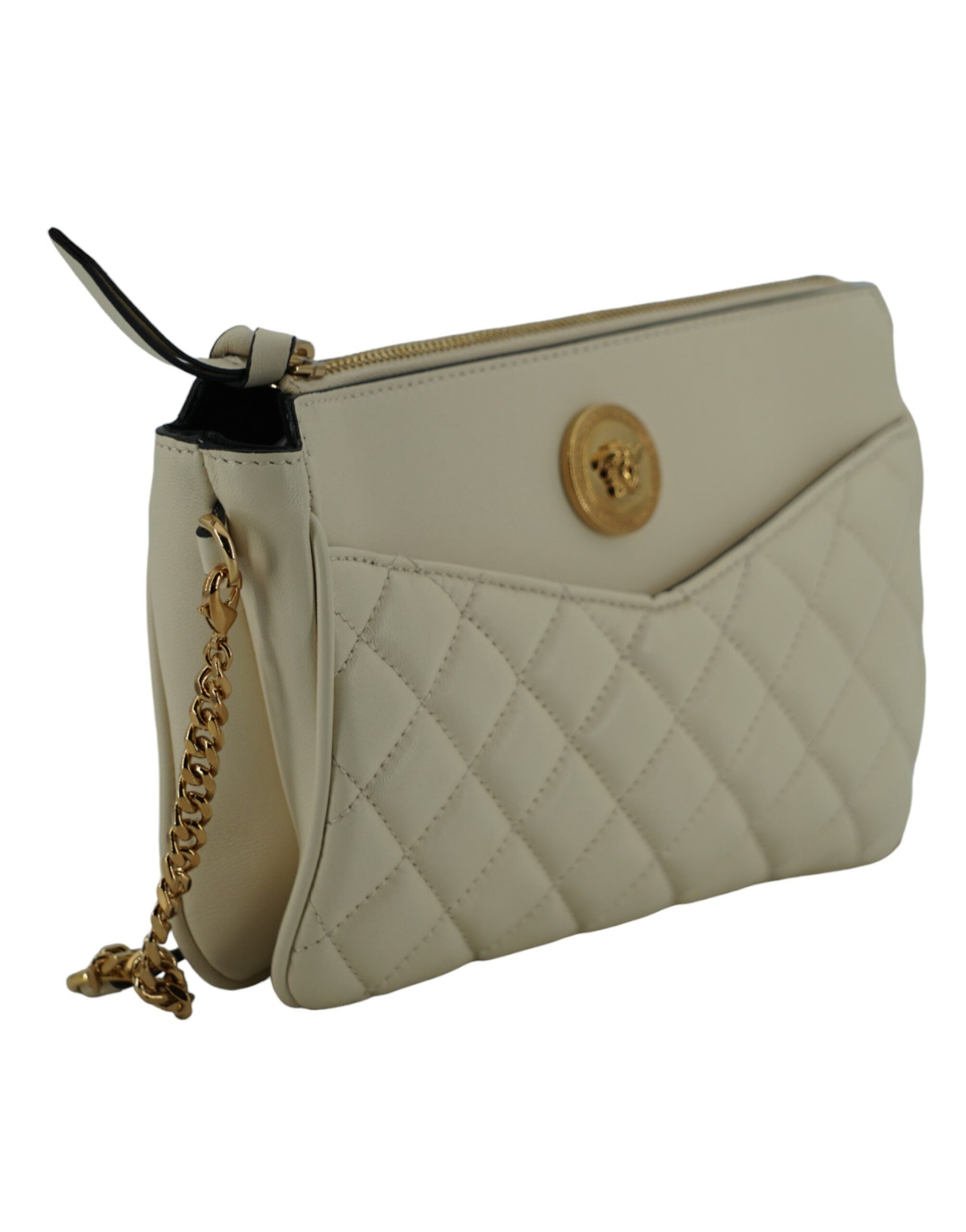 Elegant White Lamb Leather Crossbody Pouch - ventzia